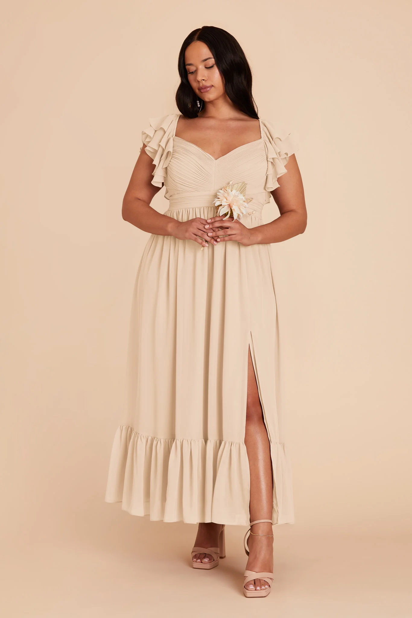 Michelle Chiffon Dress - Champagne - Image 8
