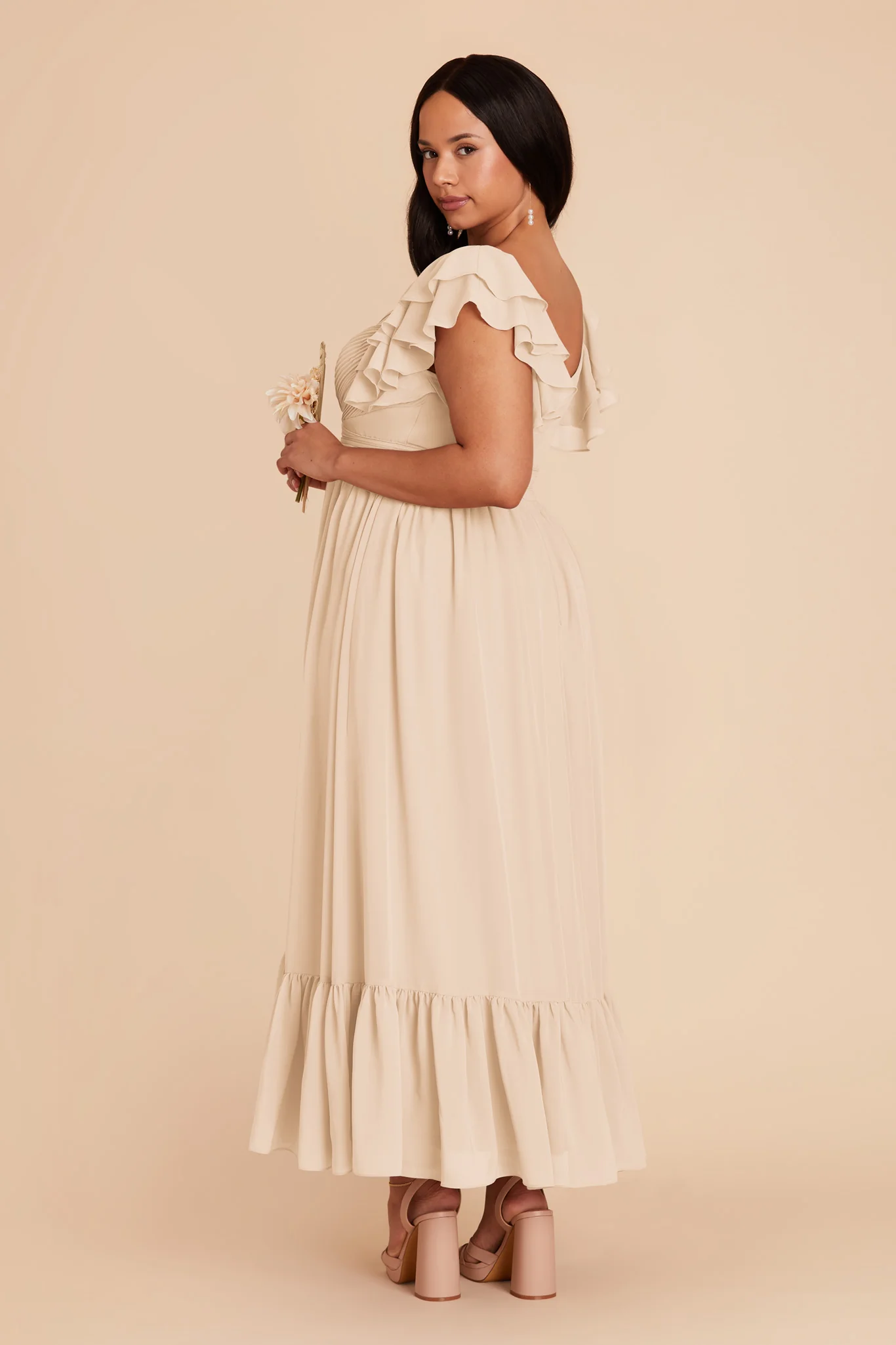 Michelle Chiffon Dress - Champagne - Image 9