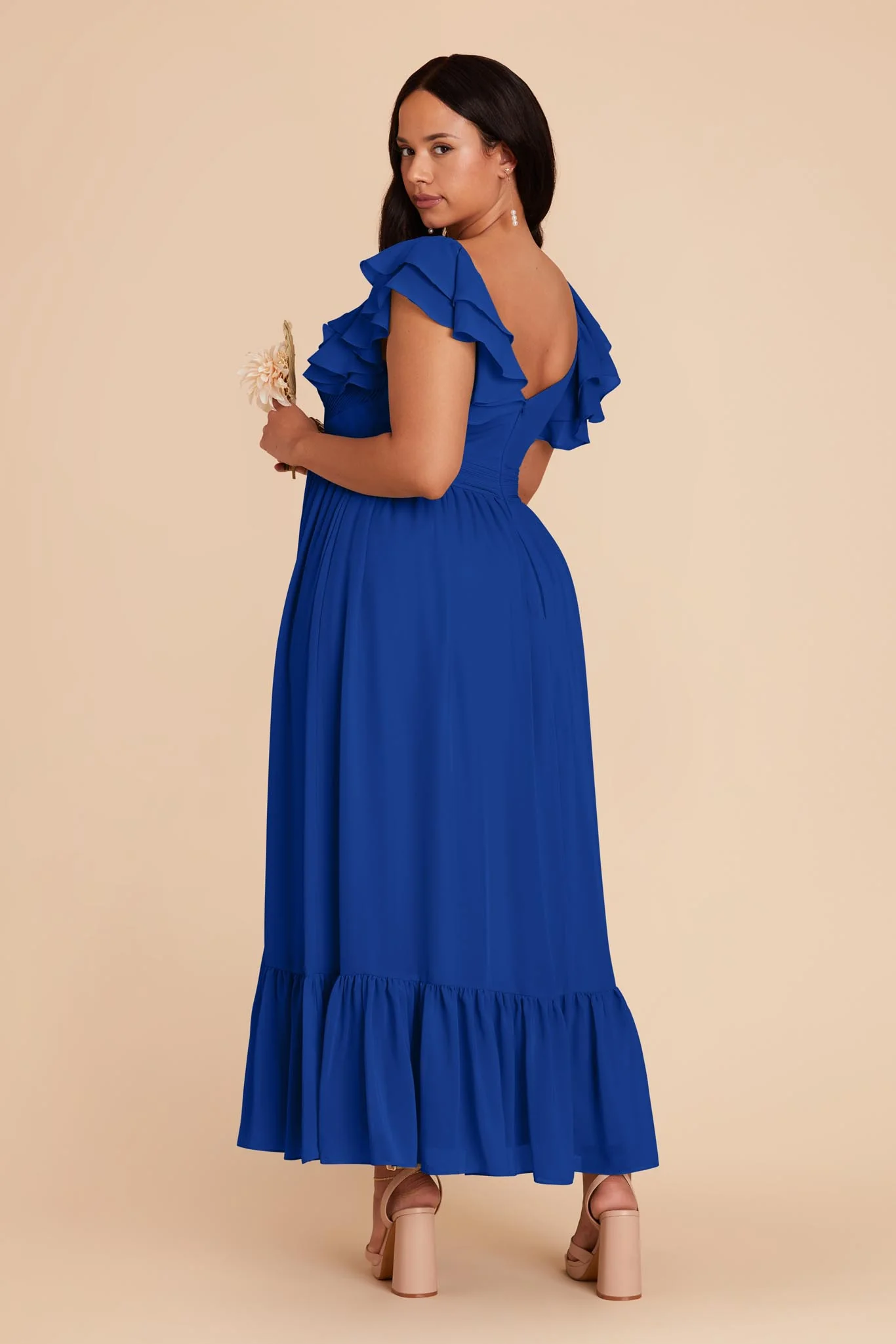 Michelle Chiffon Dress - Cobalt Blue - Image 9