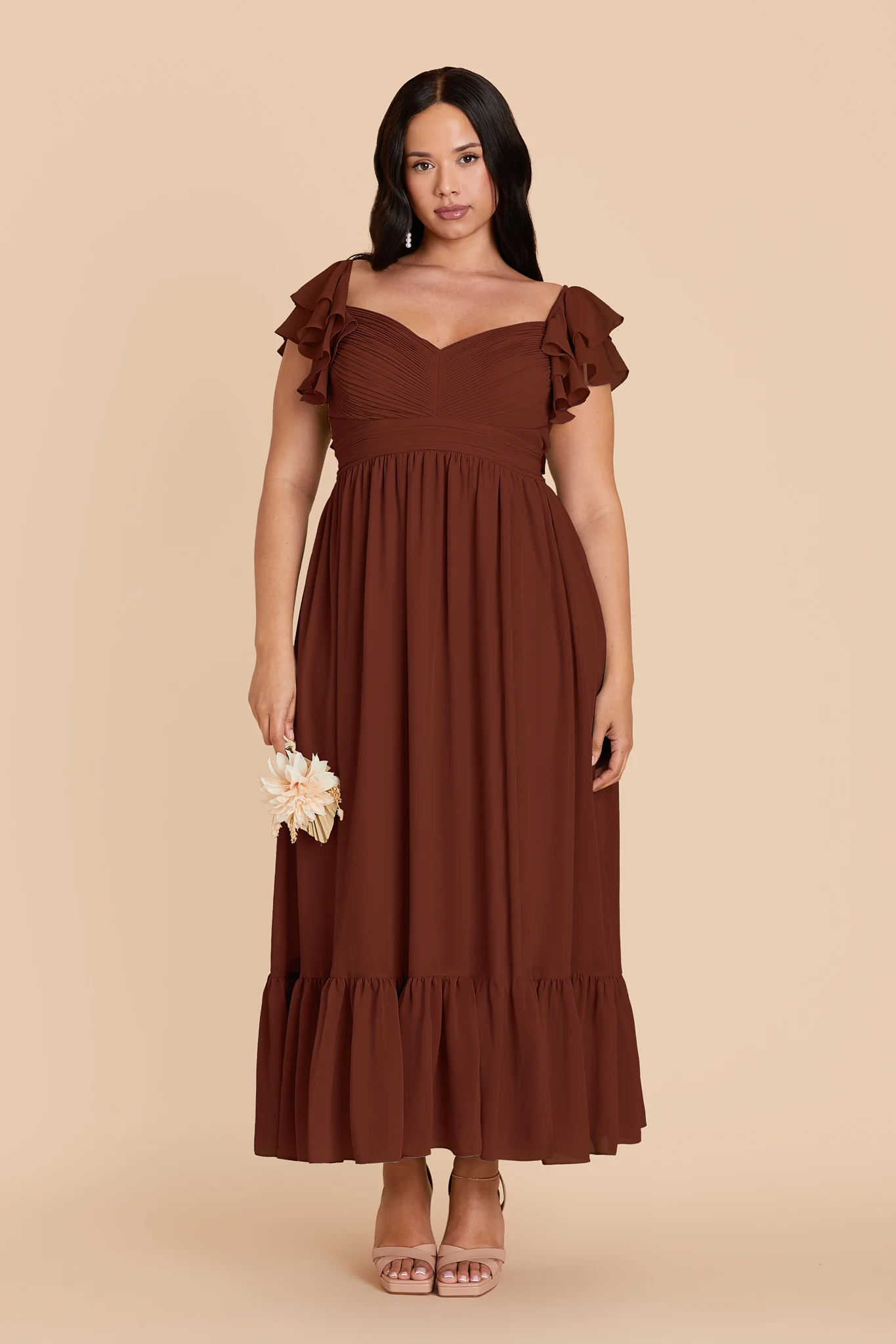 Michelle Chiffon Dress - Cognac - Image 2
