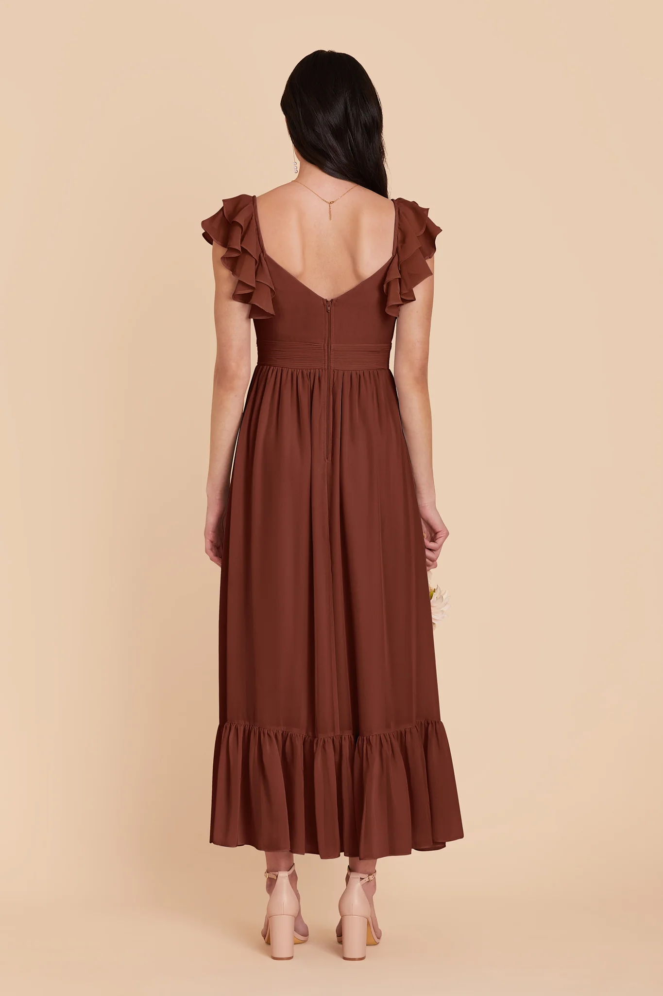 Michelle Chiffon Dress - Cognac - Image 5