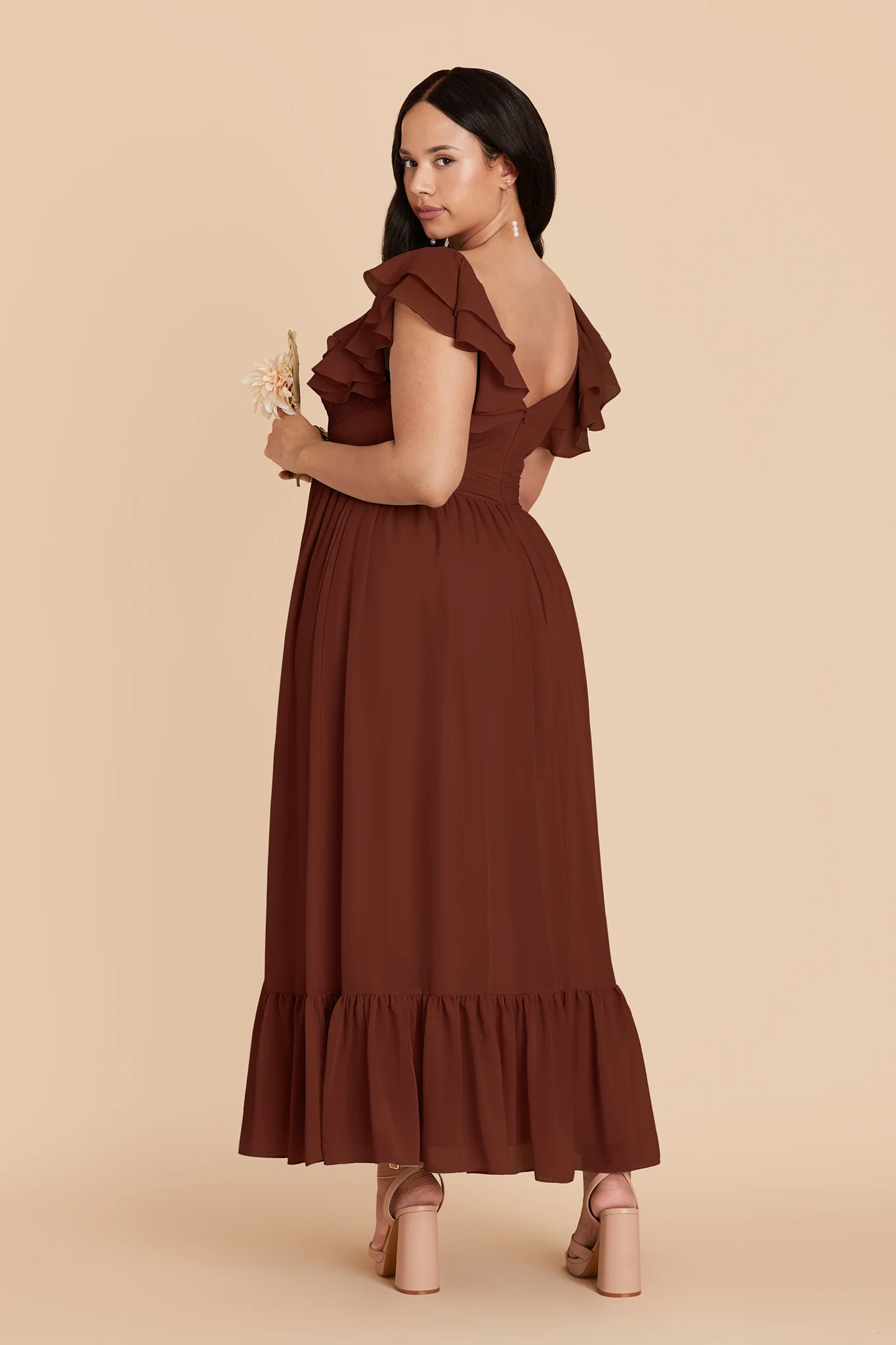 Michelle Chiffon Dress - Cognac - Image 7