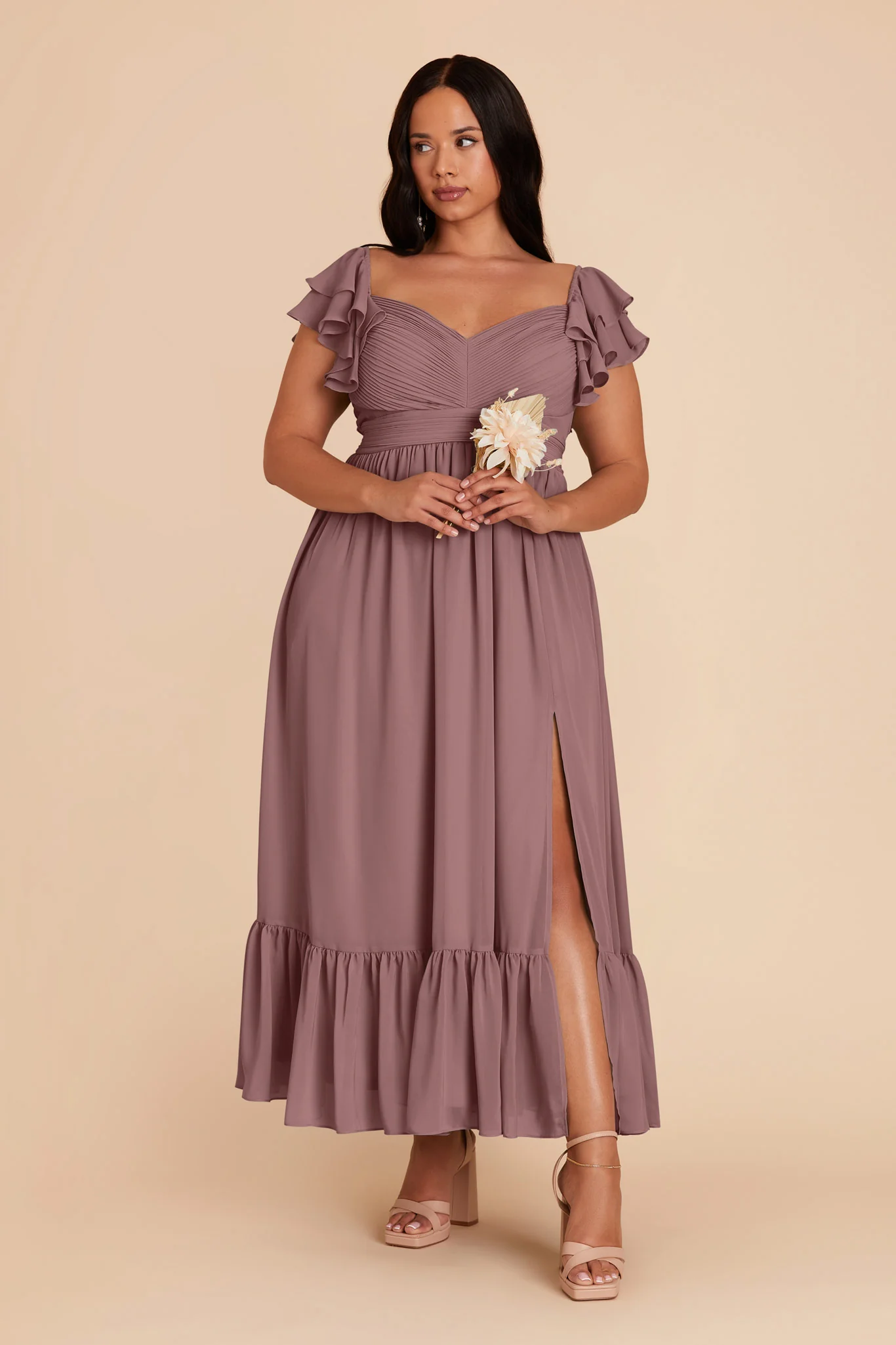 Michelle Chiffon Dress - Dark Mauve - Image 3