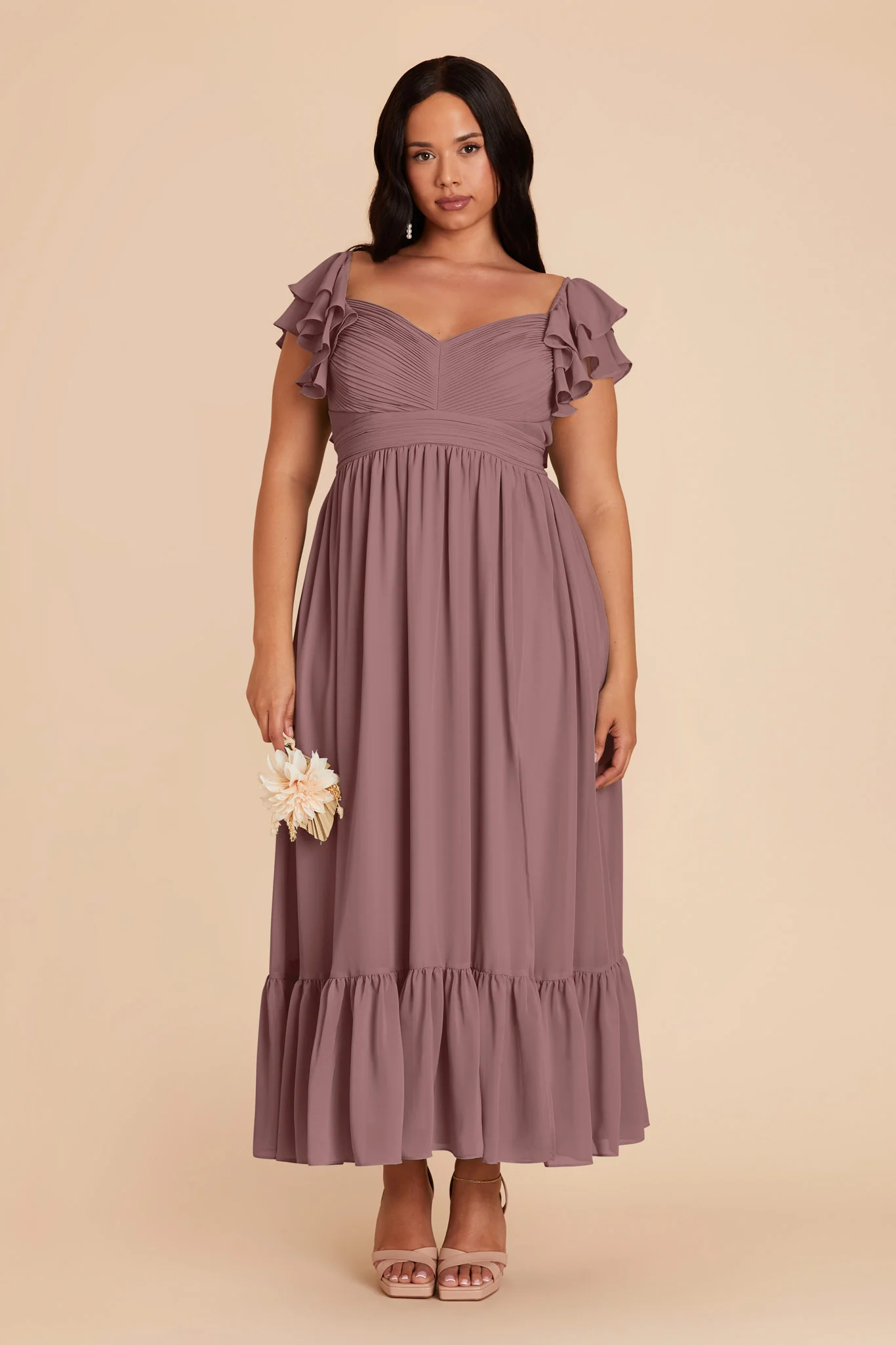 Michelle Chiffon Dress - Dark Mauve - Image 8