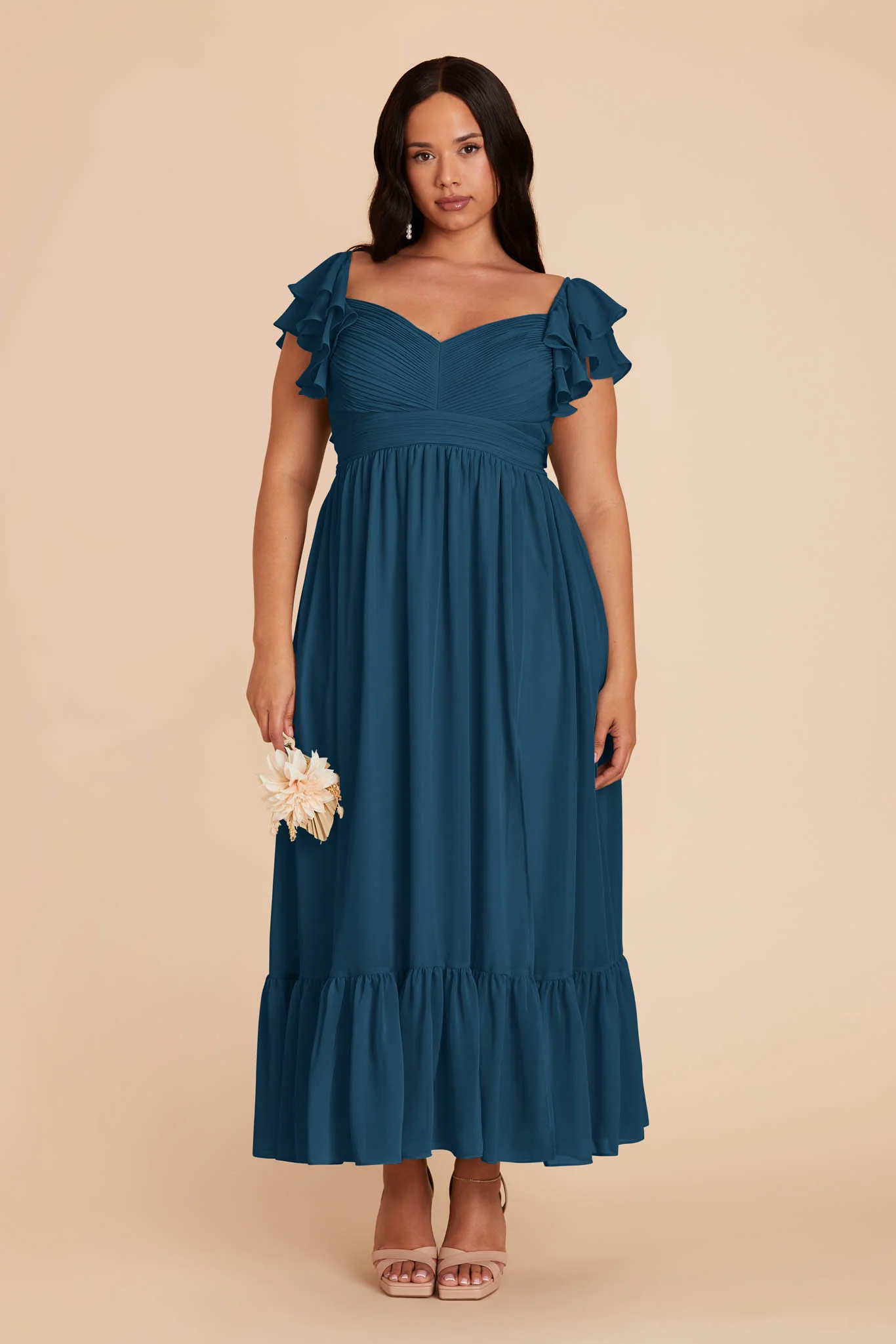 Michelle Chiffon Dress - Dark Teal - Image 2