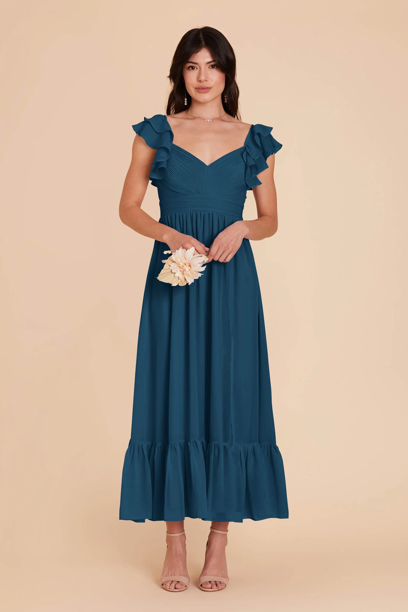 Michelle Chiffon Dress - Dark Teal - Image 3
