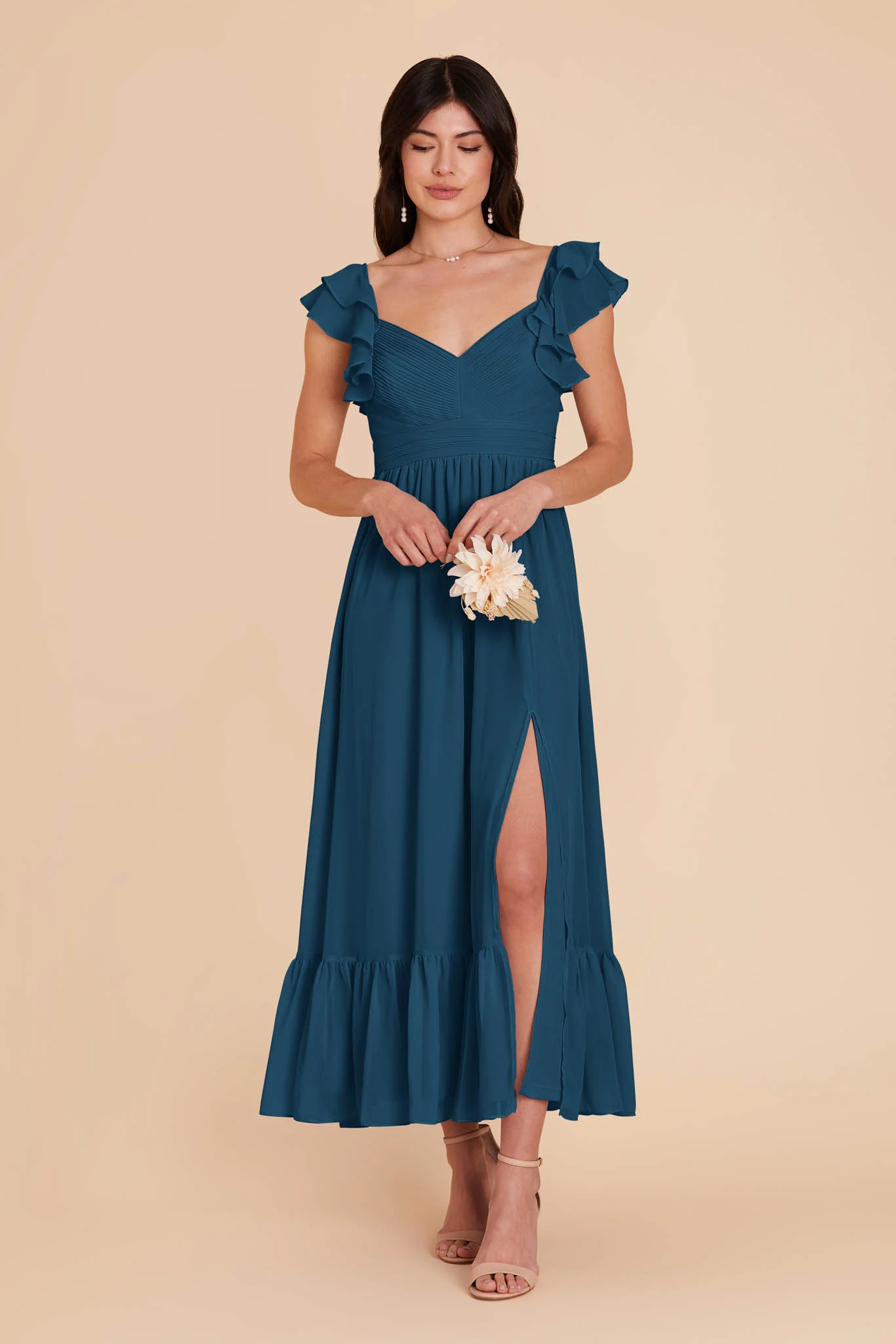 Michelle Chiffon Dress - Dark Teal - Image 4