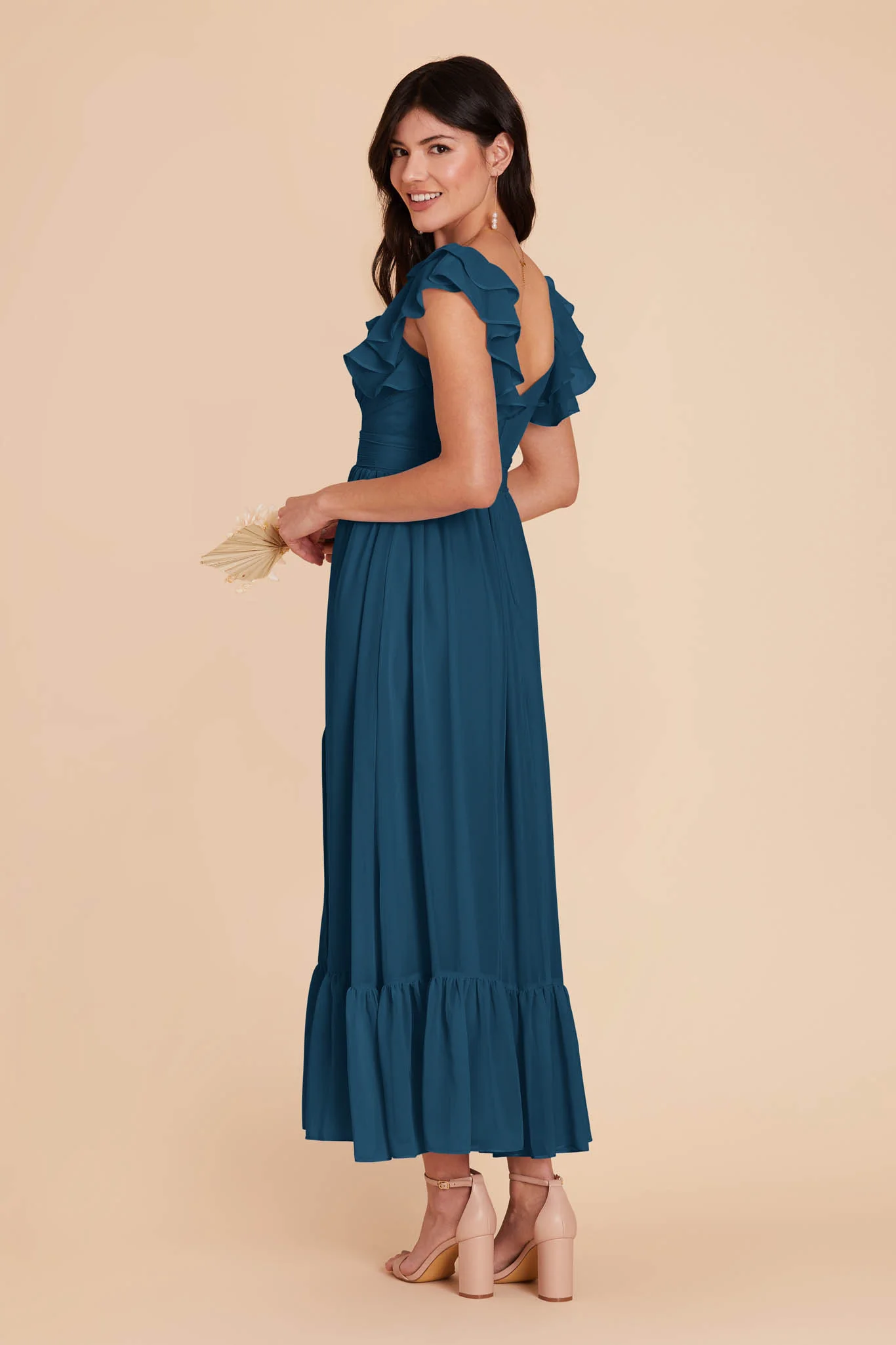 Michelle Chiffon Dress - Dark Teal - Image 5