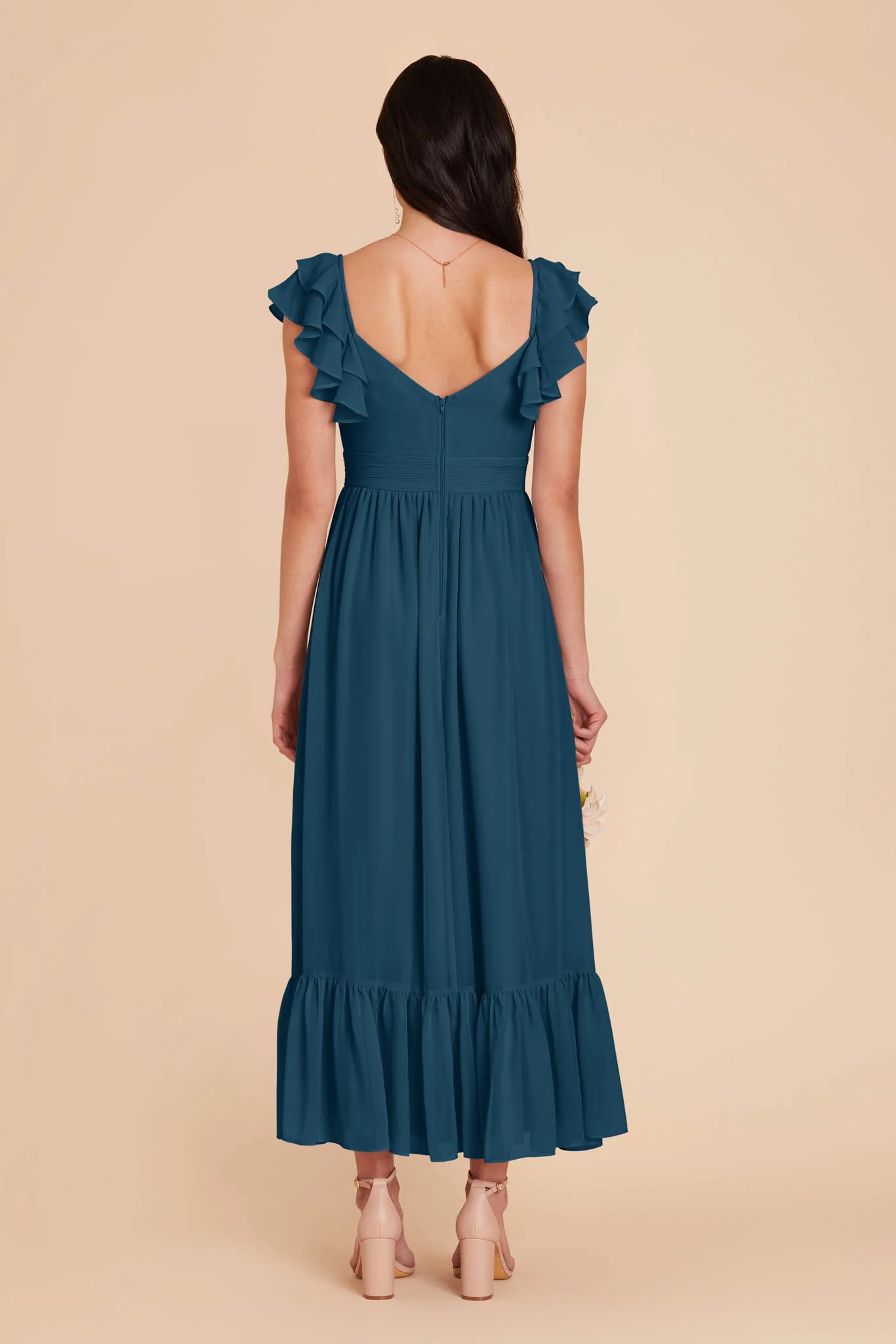 Michelle Chiffon Dress - Dark Teal - Image 6