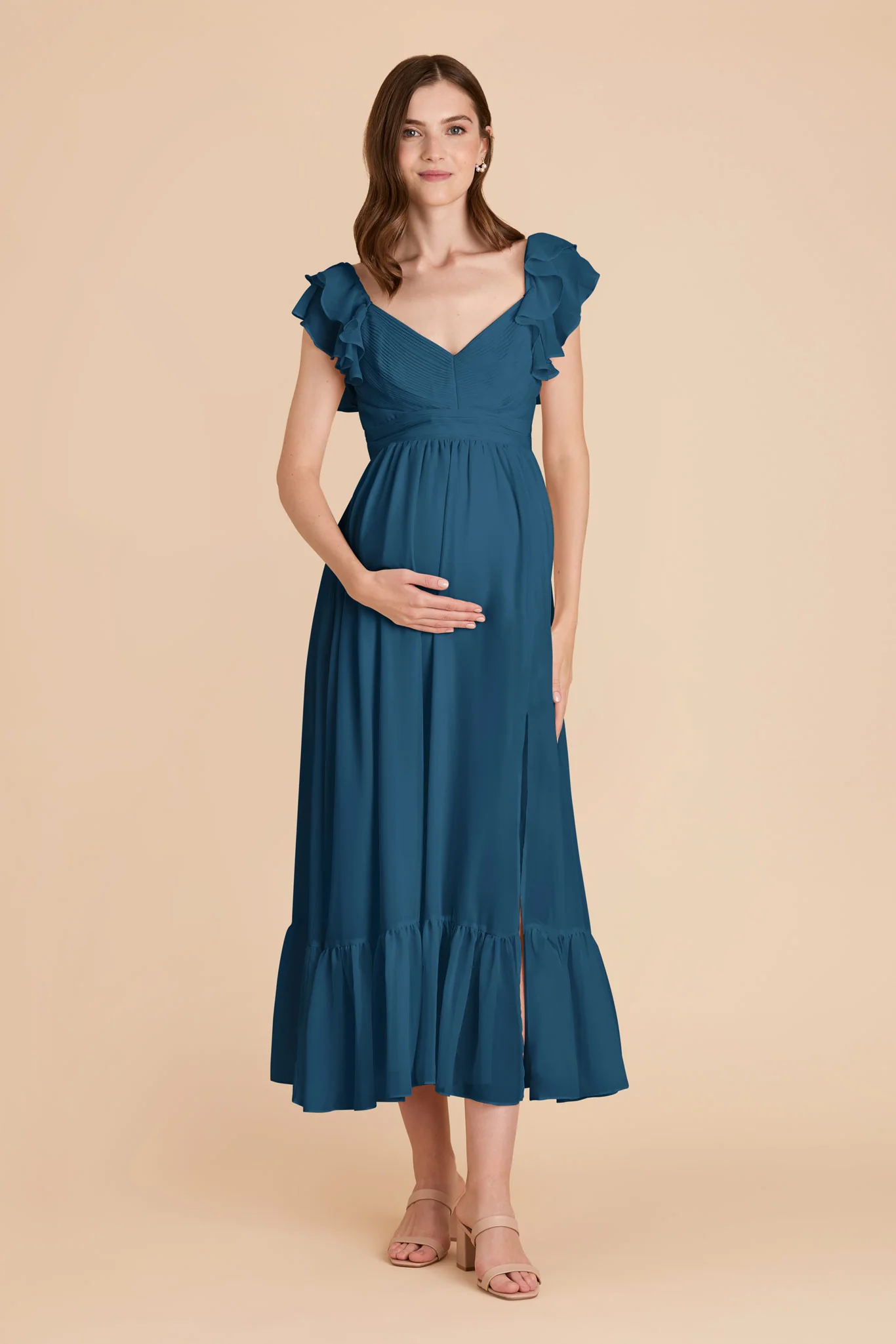 Michelle Chiffon Dress - Dark Teal - Image 7