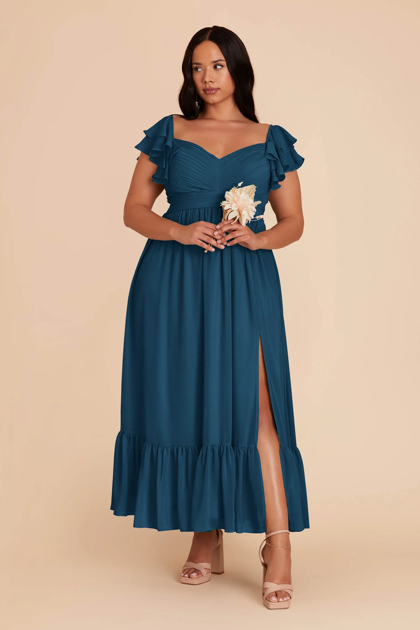 Michelle Chiffon Dress - Dark Teal - Image 8