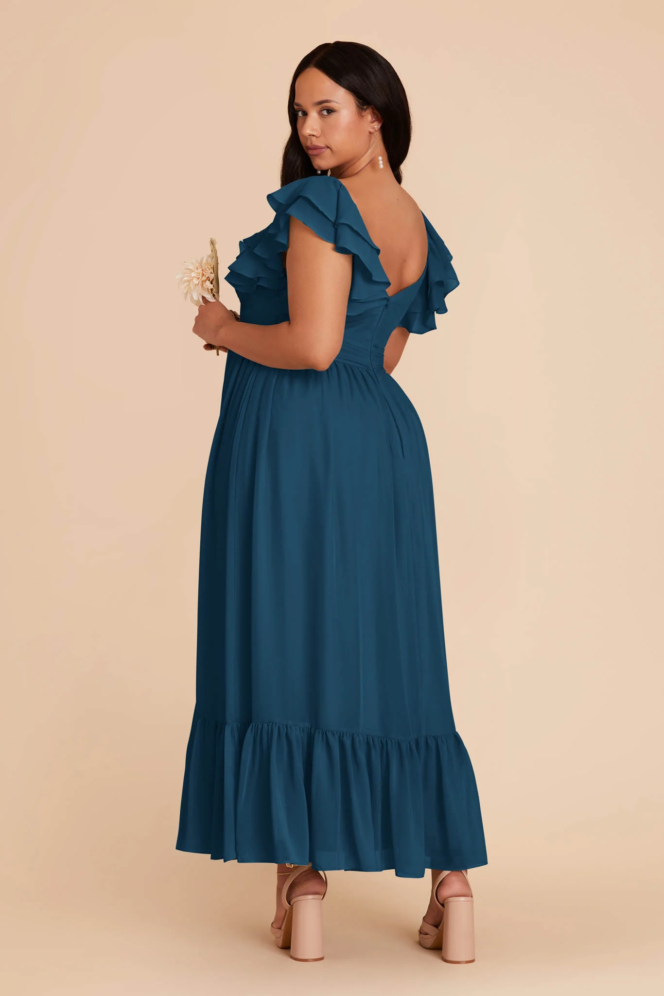 Michelle Chiffon Dress - Dark Teal - Image 9