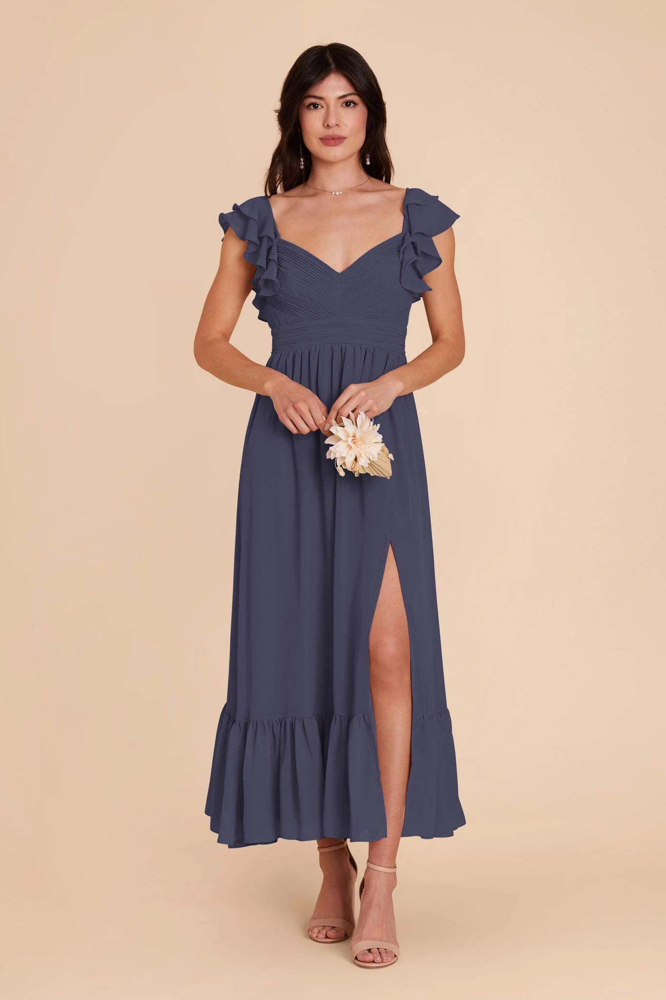 Michelle Chiffon Dress - Dusk Blue