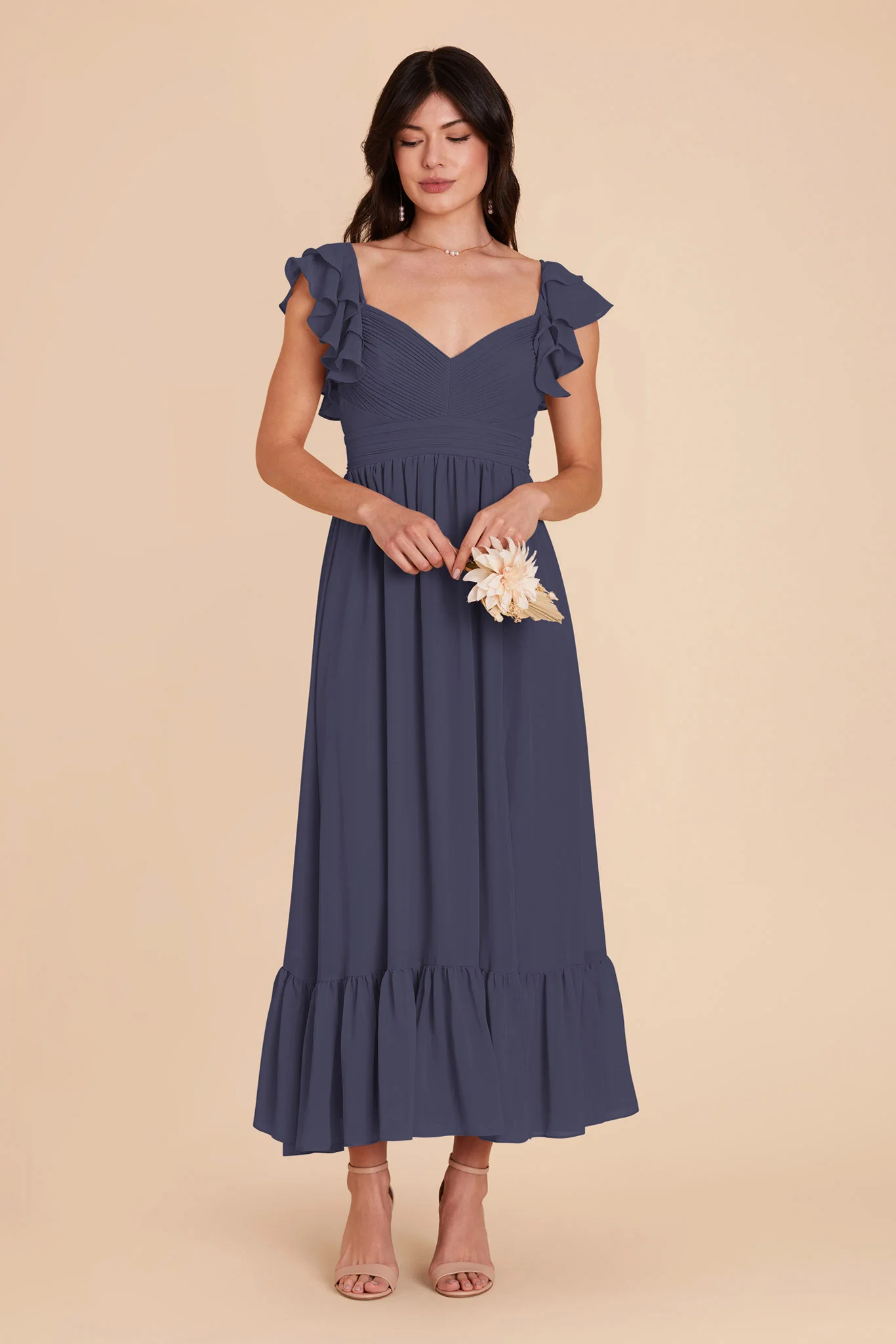 Michelle Chiffon Dress - Dusk Blue - Image 3