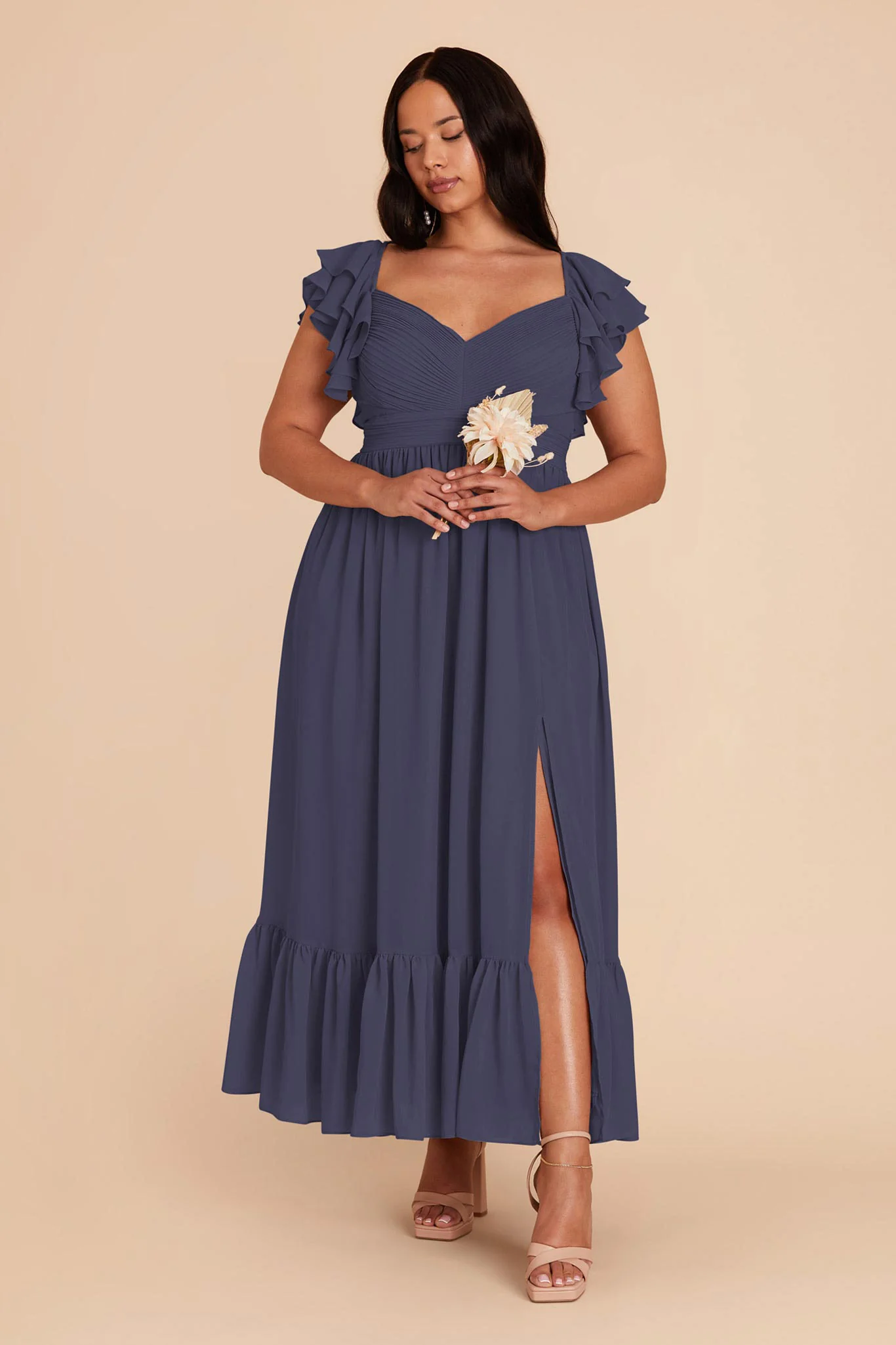 Michelle Chiffon Dress - Dusk Blue - Image 8