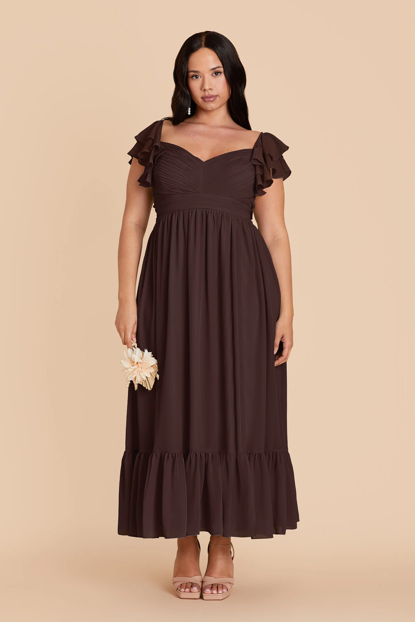 Michelle Chiffon Dress - Espresso - Image 2
