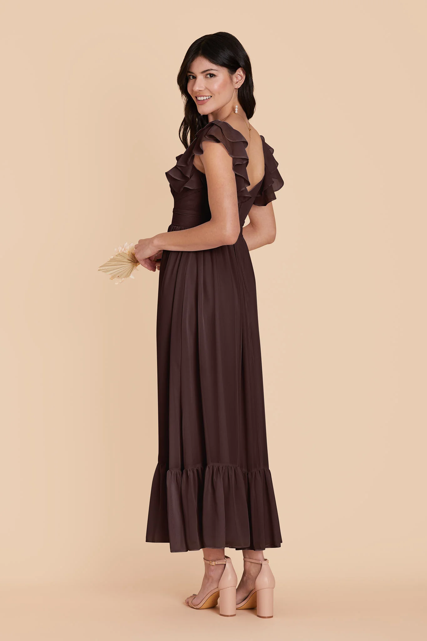 Michelle Chiffon Dress - Espresso - Image 4