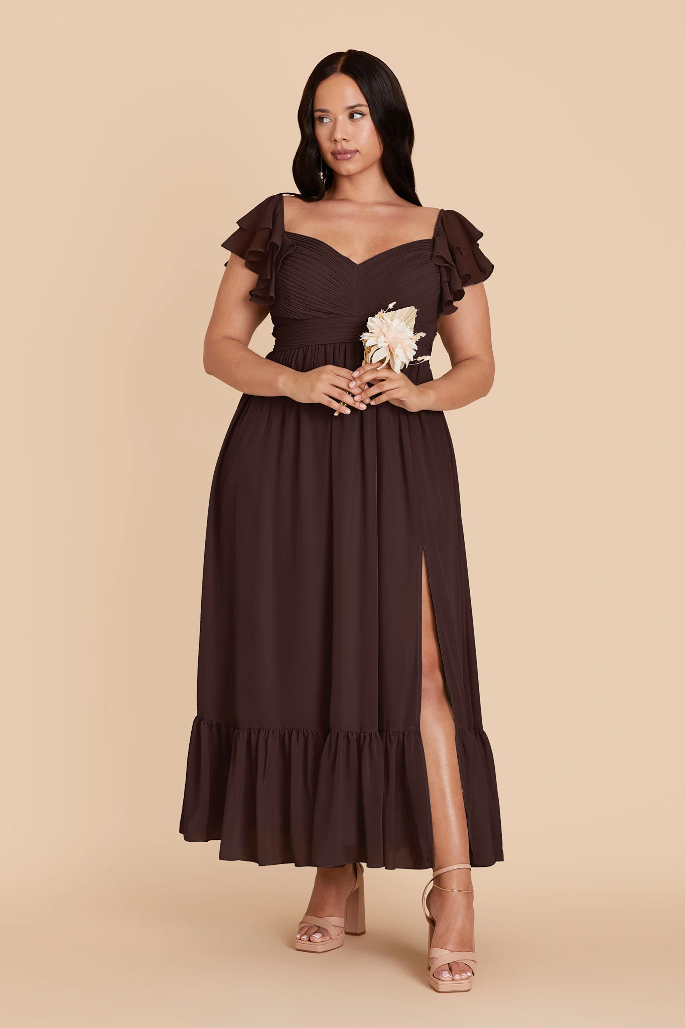 Michelle Chiffon Dress - Espresso - Image 6