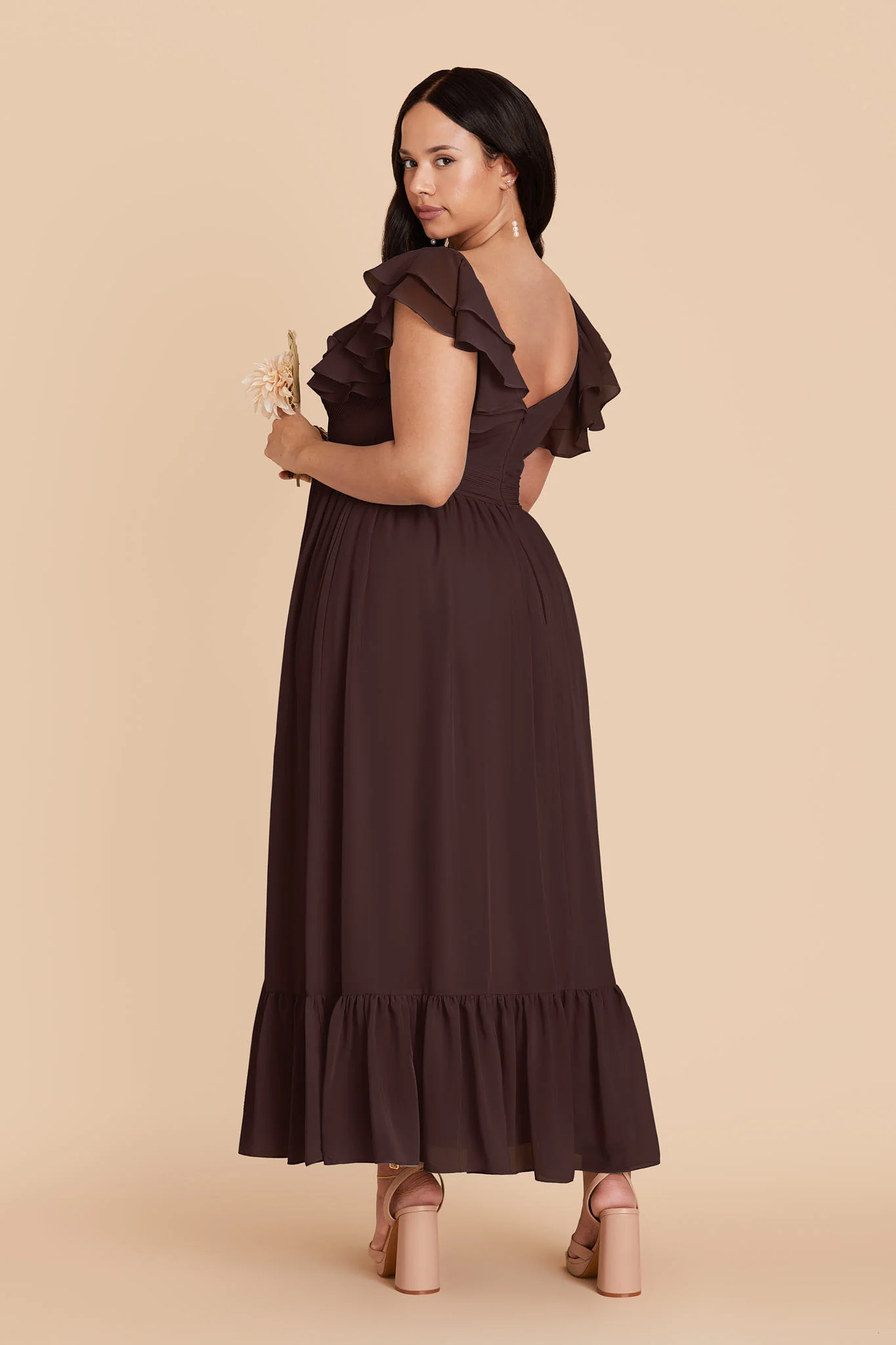 Michelle Chiffon Dress - Espresso - Image 7