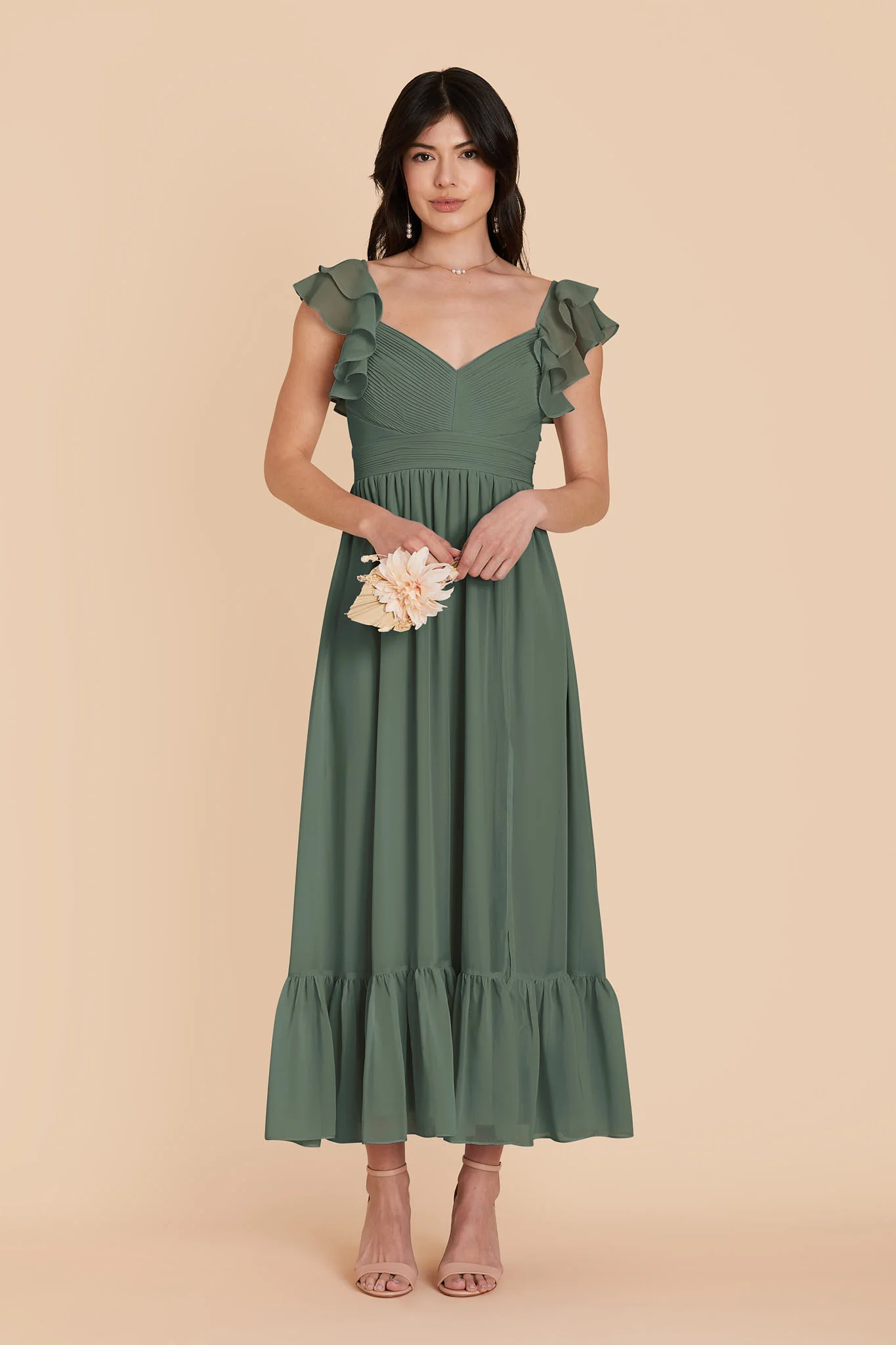 Michelle Chiffon Dress - Eucalyptus