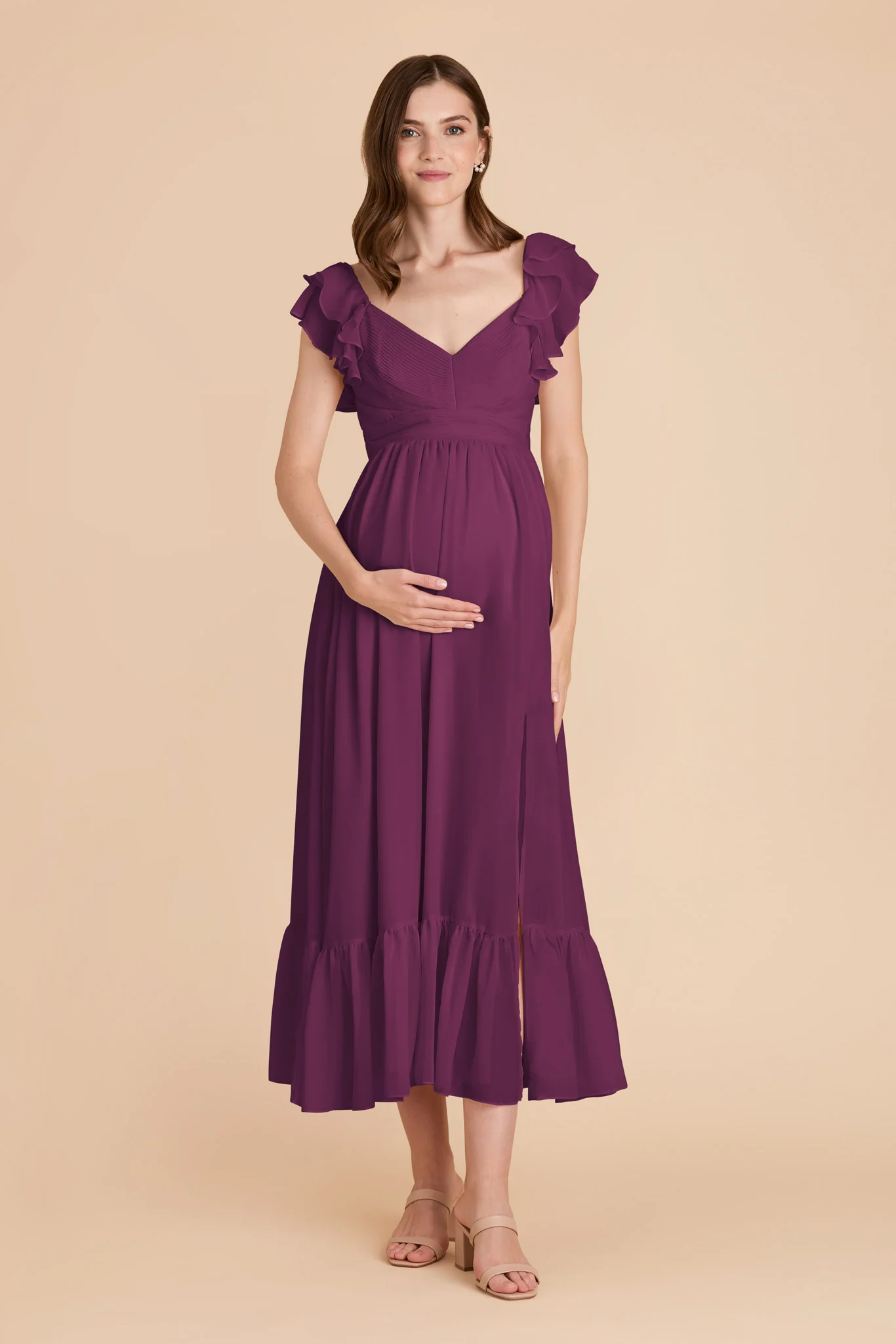 Michelle Chiffon Dress - Fig - Image 7