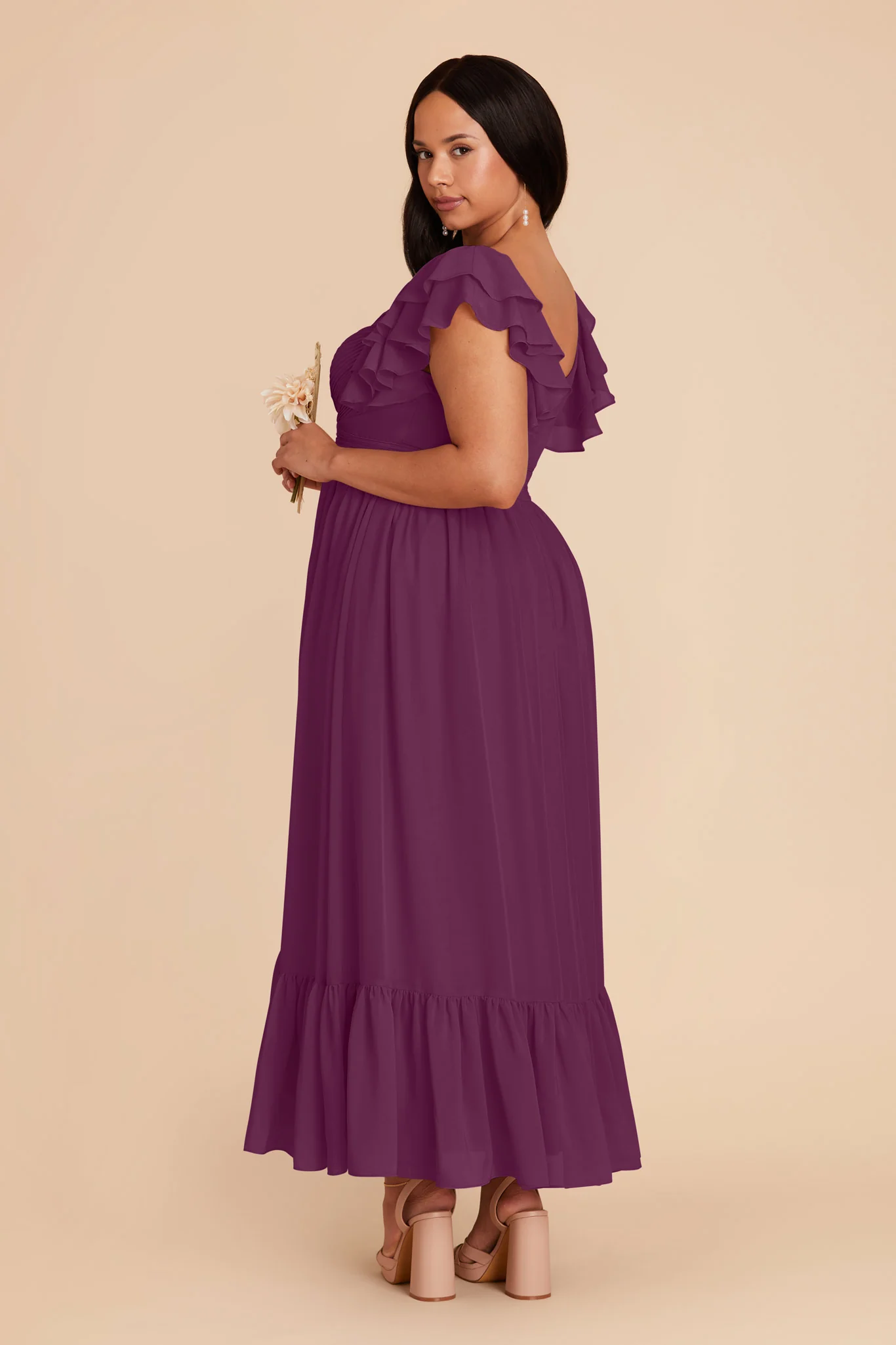 Michelle Chiffon Dress - Fig - Image 9