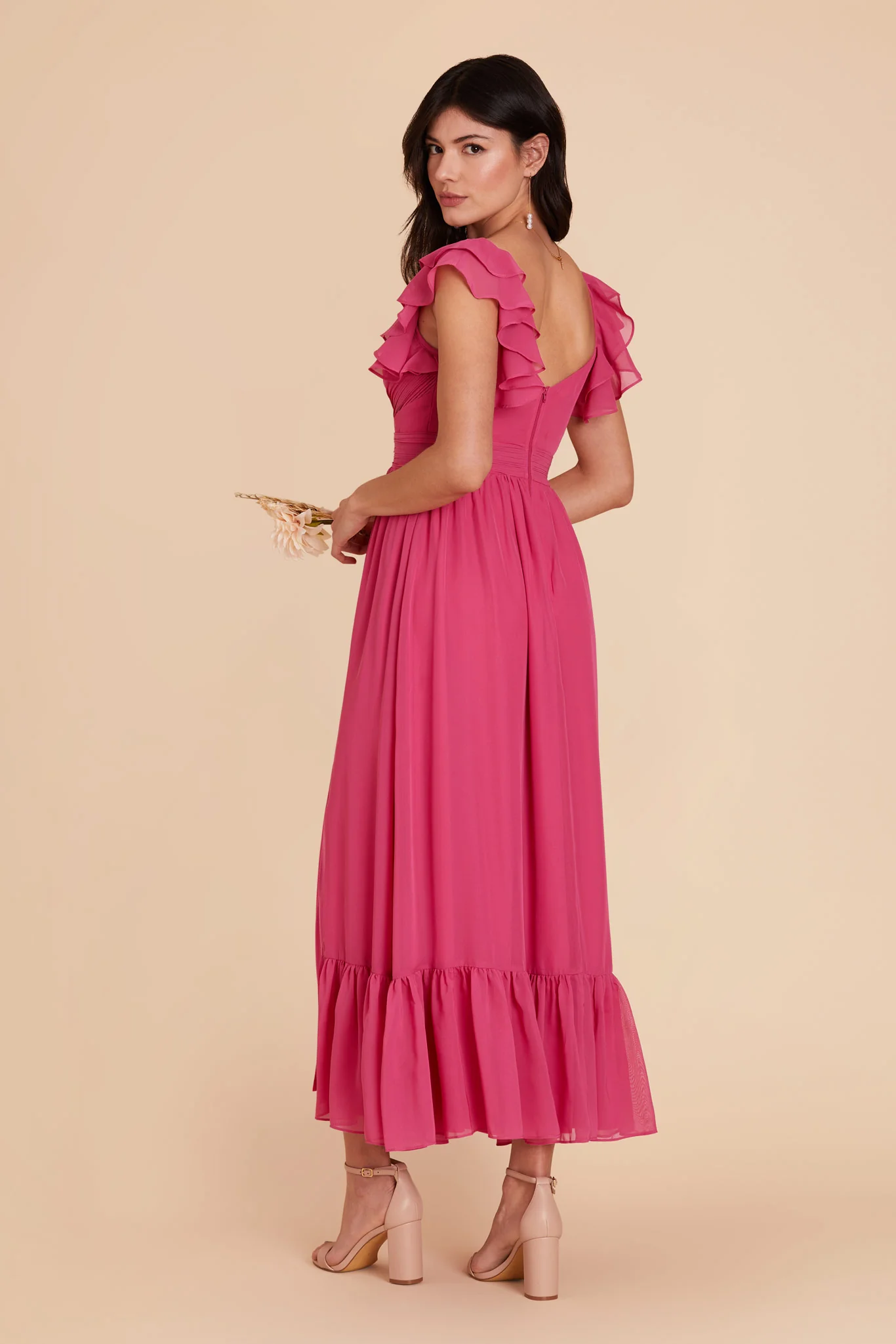 Michelle Chiffon Dress - Fuchsia - Image 5