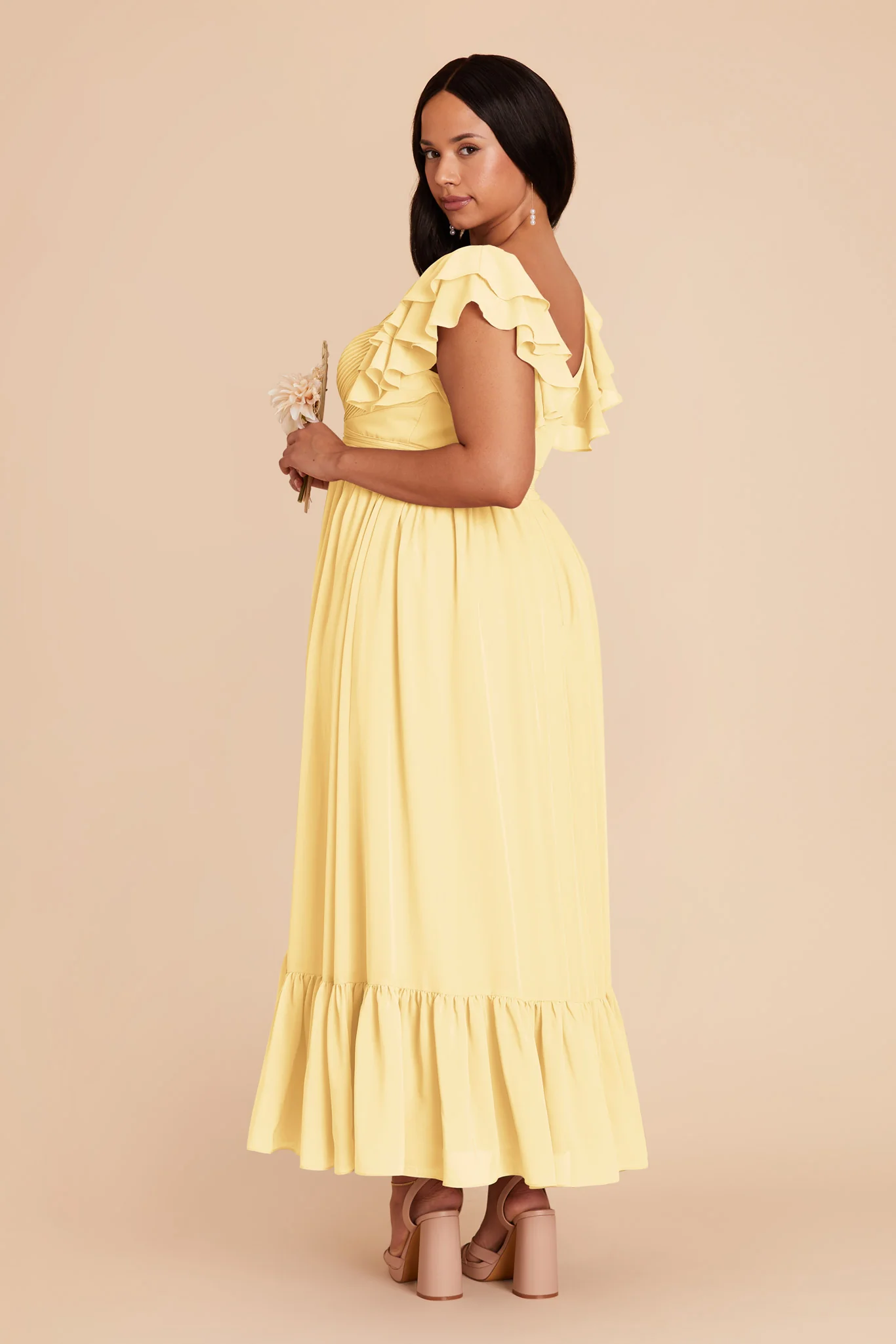 Michelle Chiffon Dress - Lemon Sorbet - Image 9