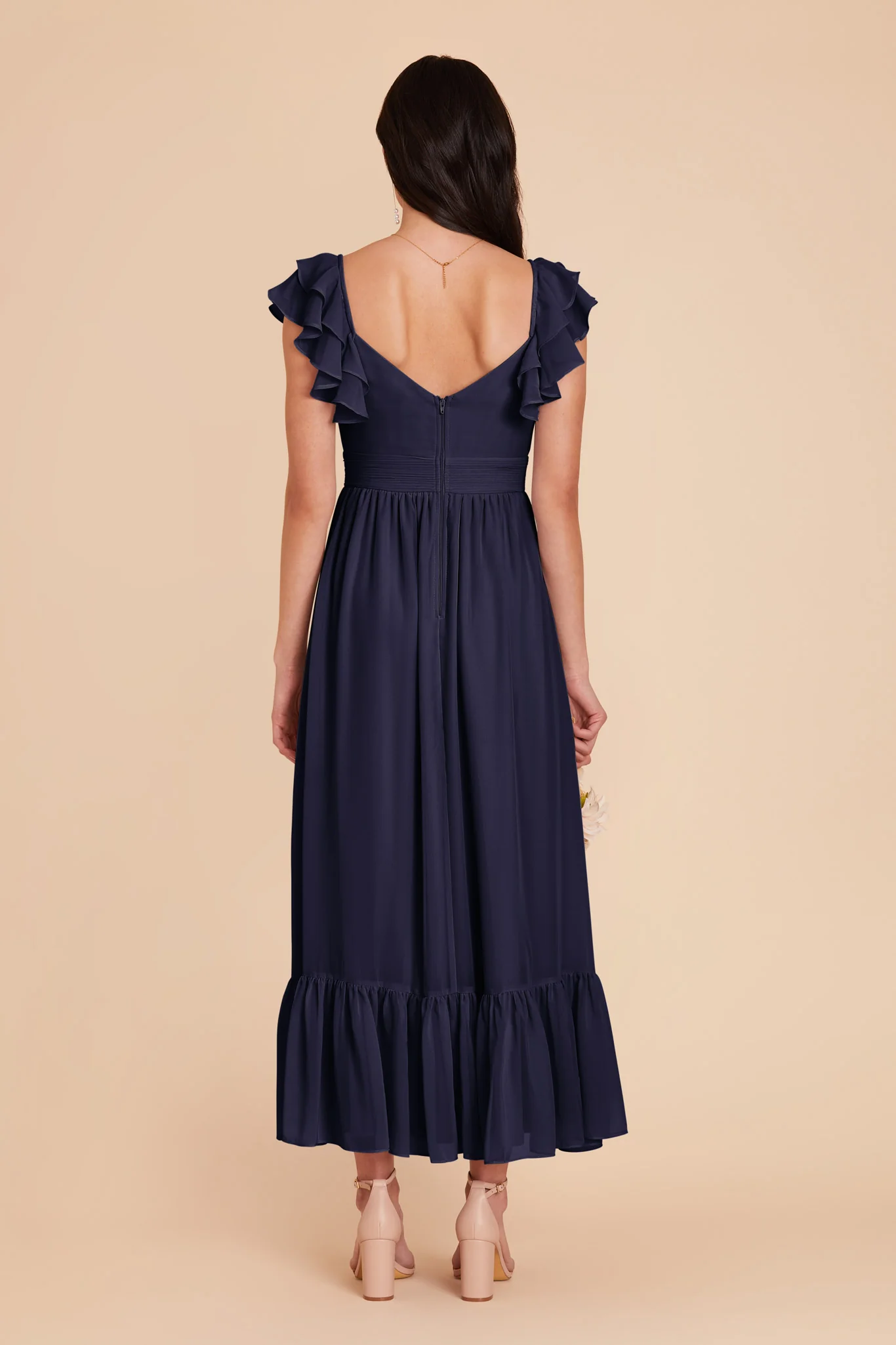 Michelle Chiffon Dress - Navy - Image 6