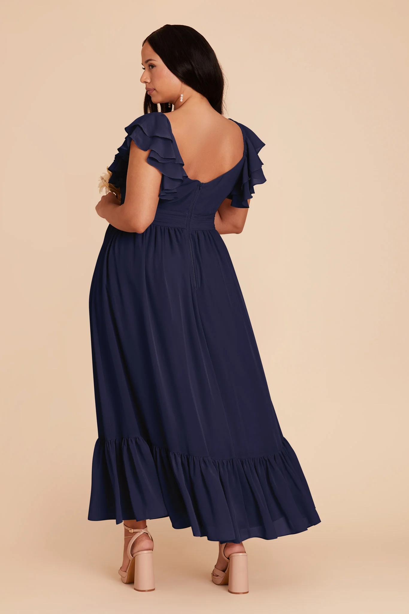 Michelle Chiffon Dress - Navy - Image 9