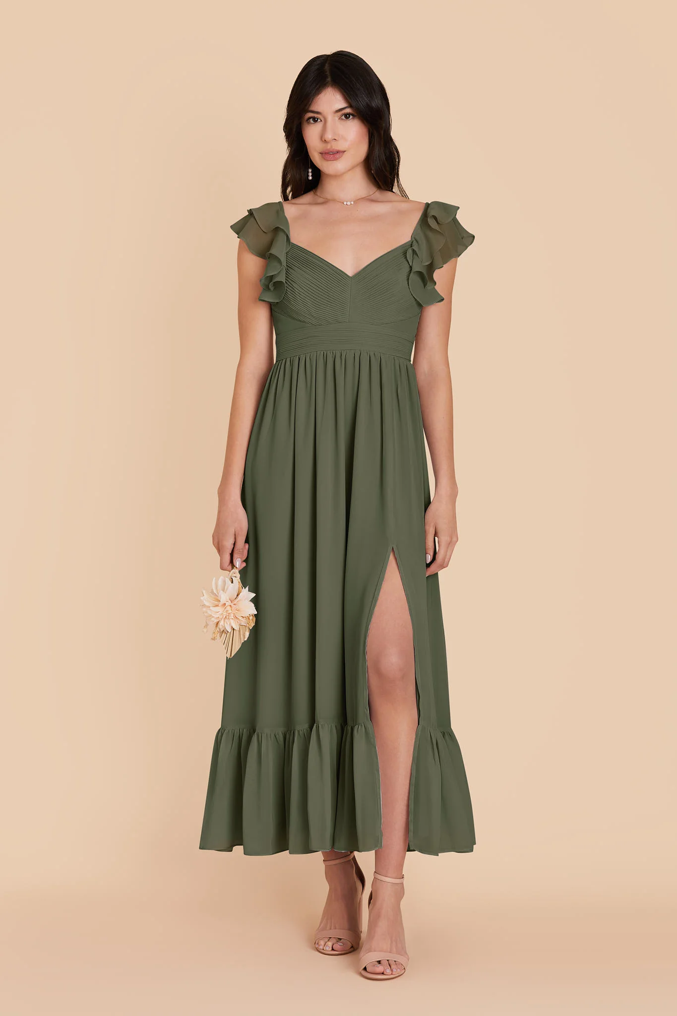 Michelle Chiffon Dress - Olive