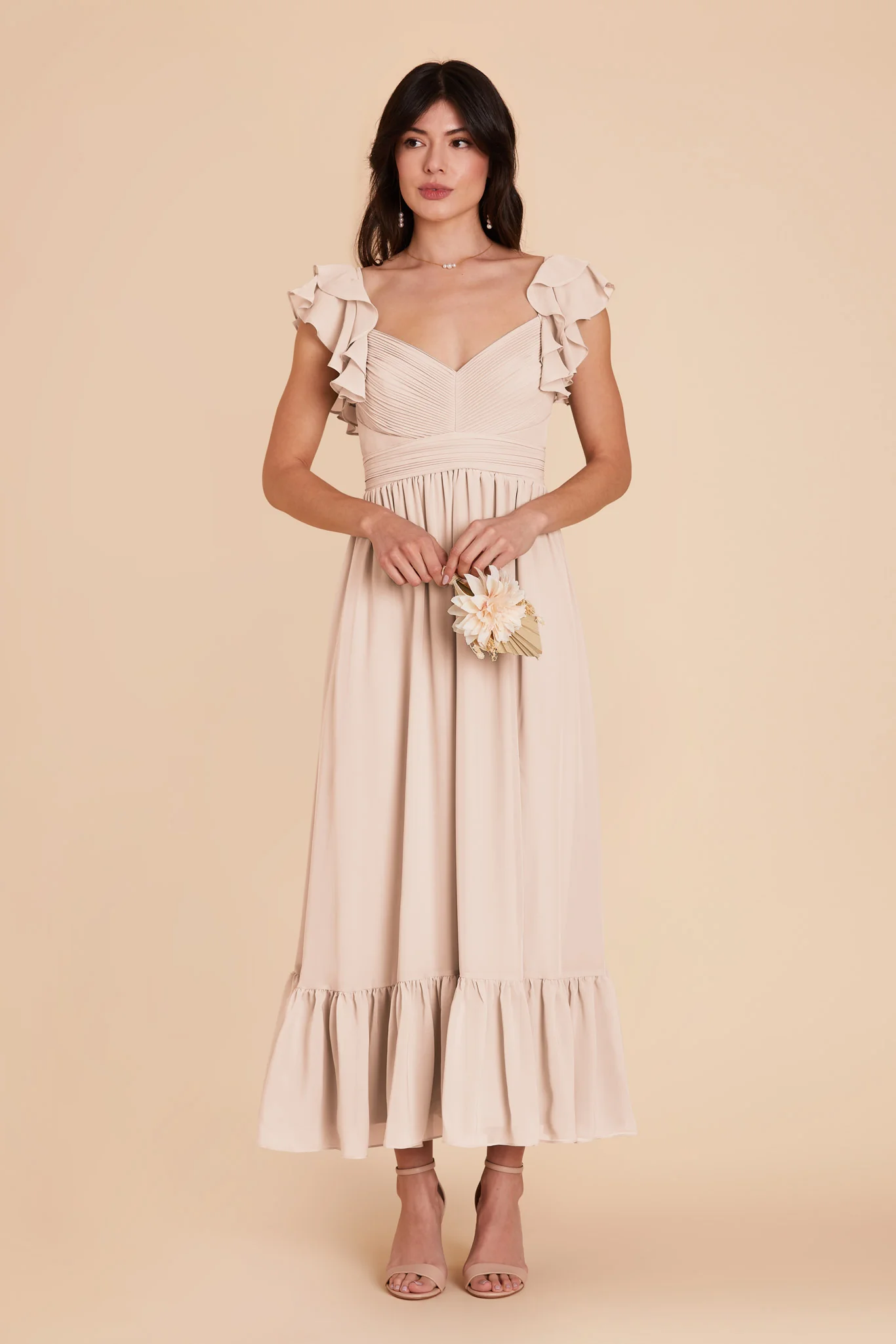 Michelle Chiffon Dress - Pale Blush - Image 3