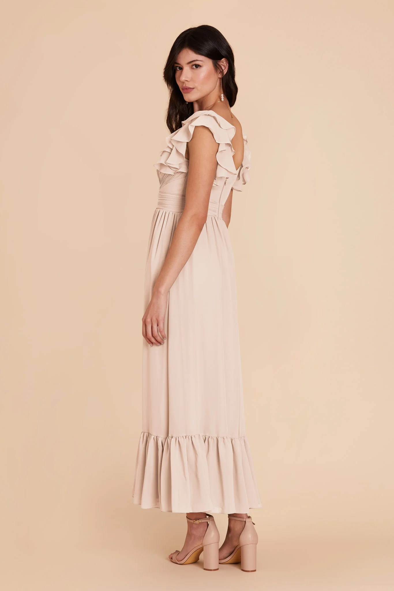 Michelle Chiffon Dress - Pale Blush - Image 4