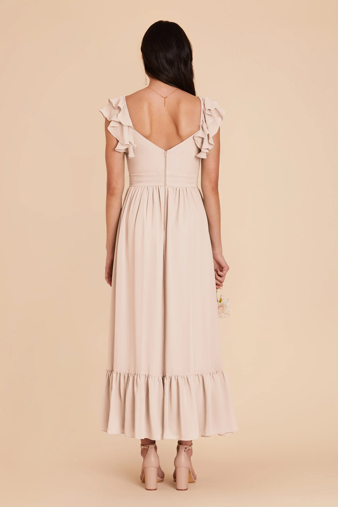 Michelle Chiffon Dress - Pale Blush - Image 6