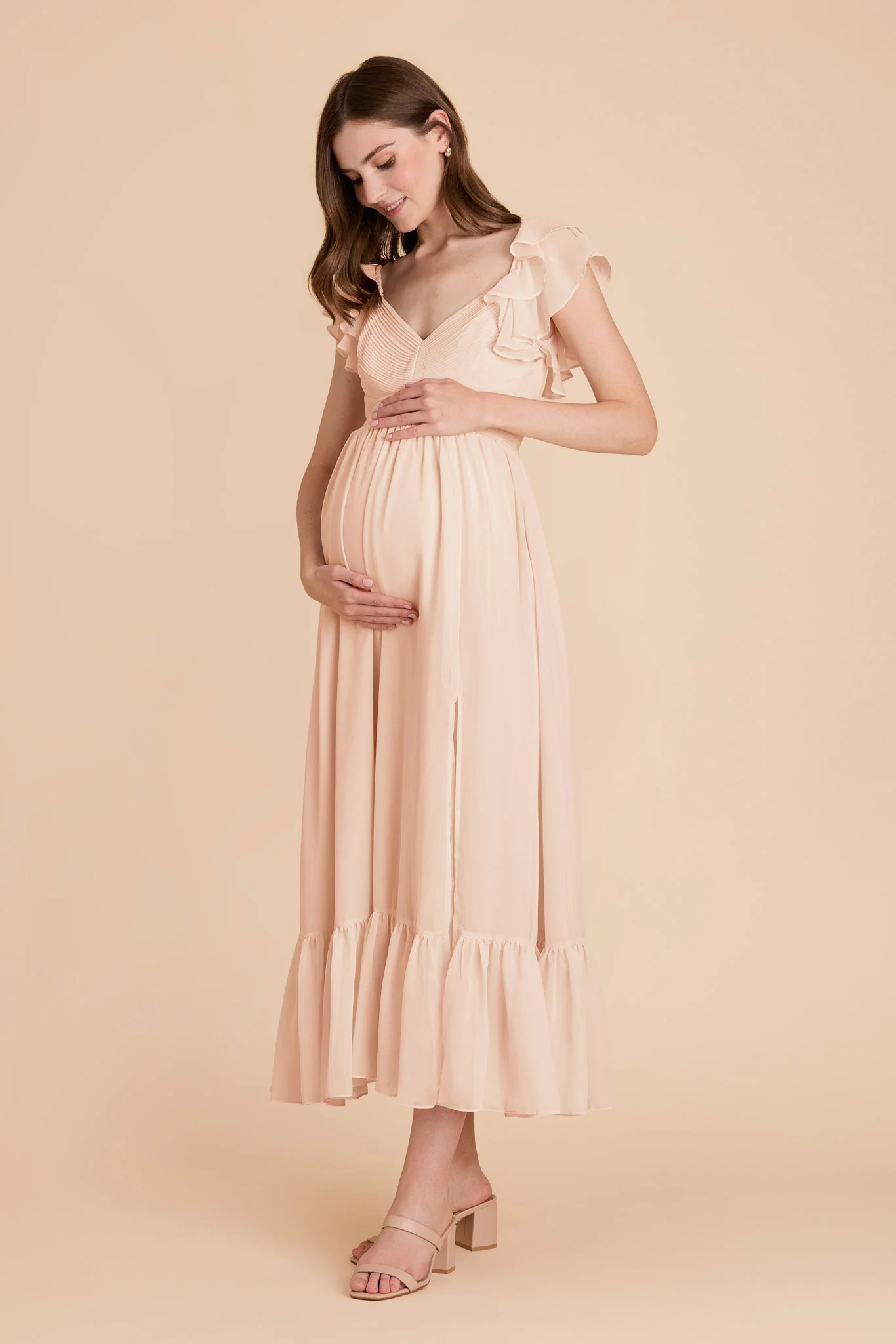 Michelle Chiffon Dress - Pale Blush - Image 7