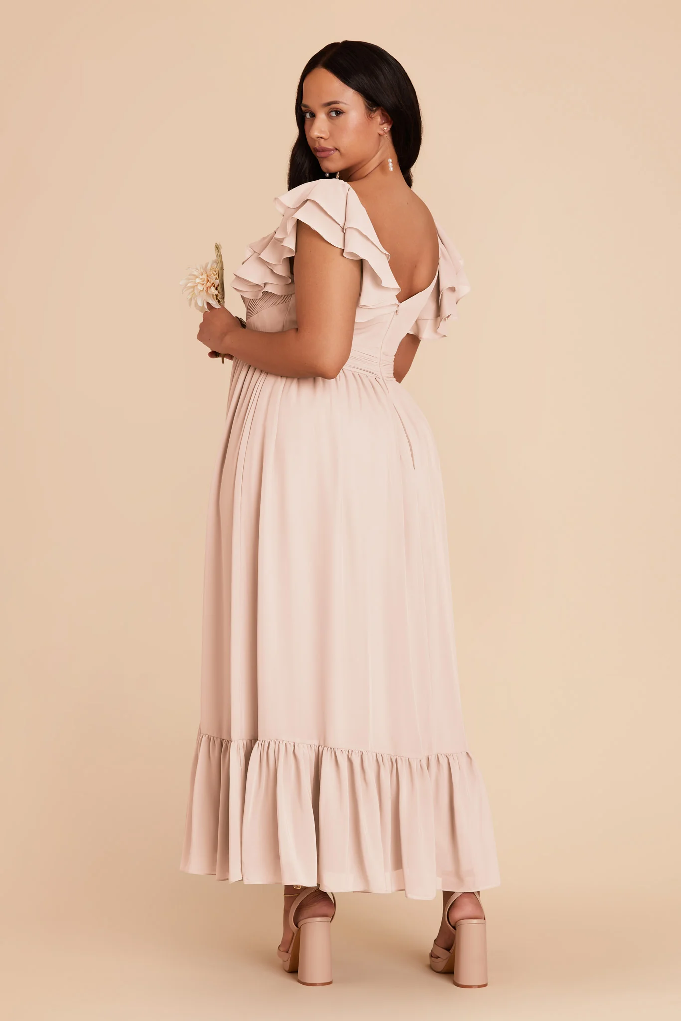 Michelle Chiffon Dress - Pale Blush - Image 8