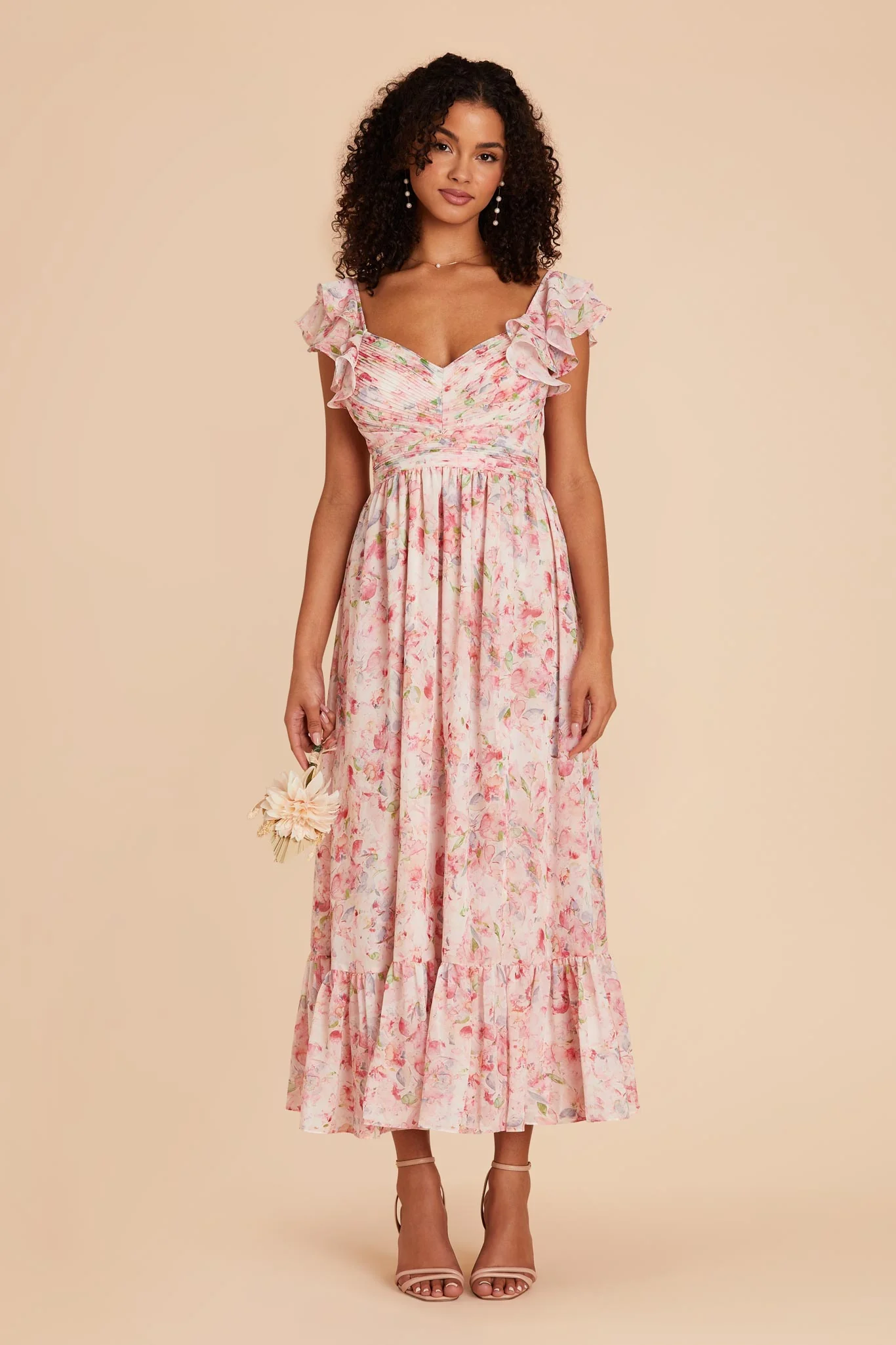 Michelle Chiffon Dress - Pink Falling Petals
