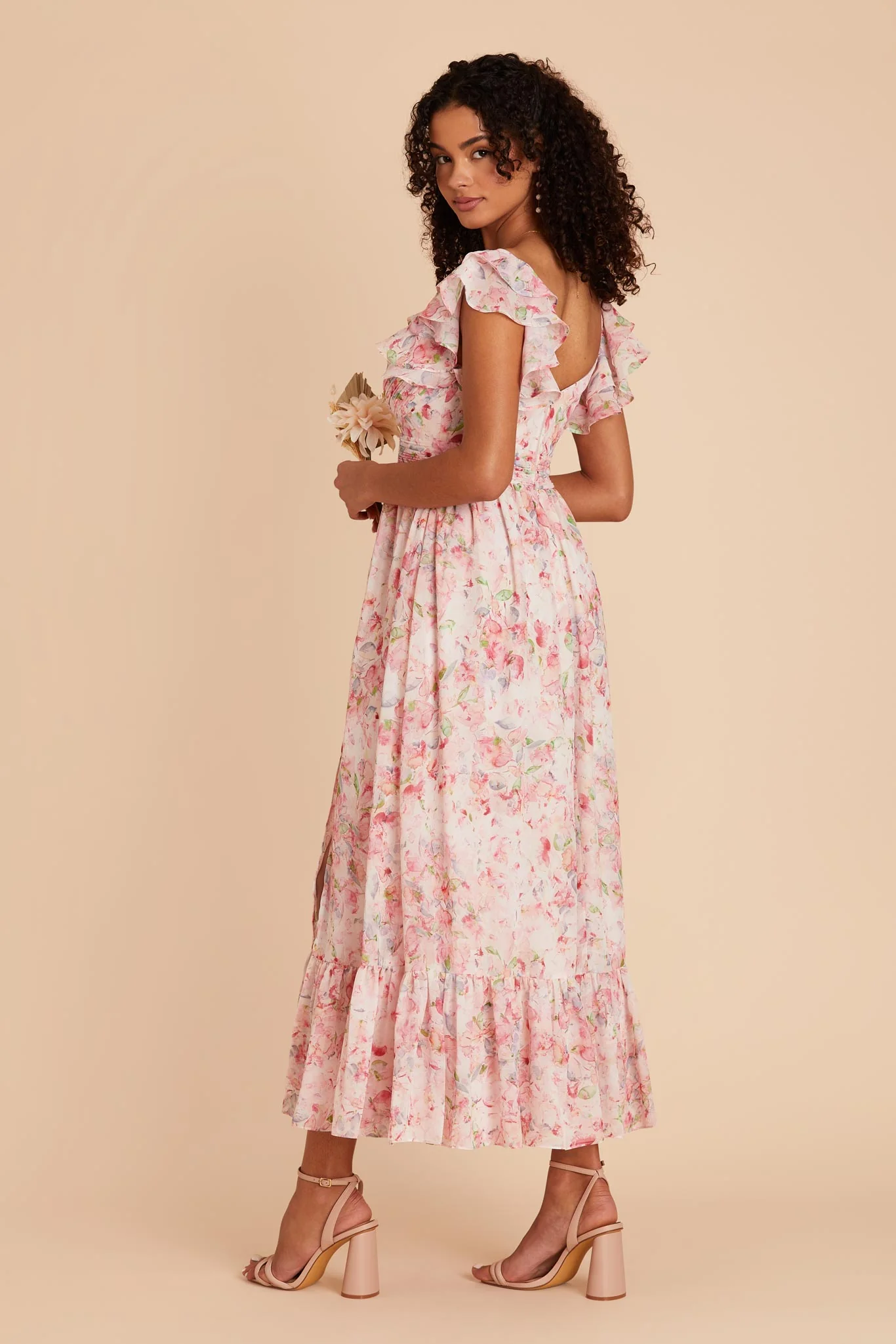 Michelle Chiffon Dress - Pink Falling Petals - Image 2