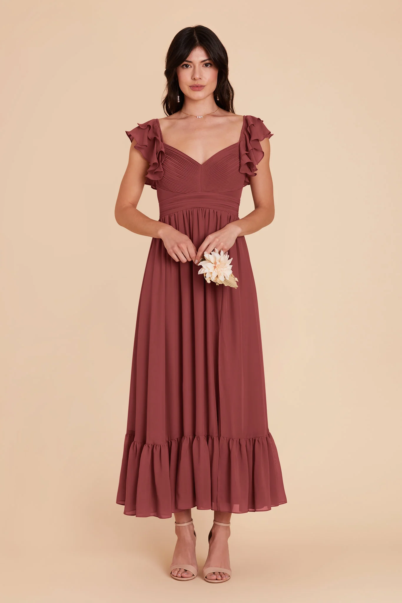 Michelle Chiffon Dress - Rosewood - Image 4