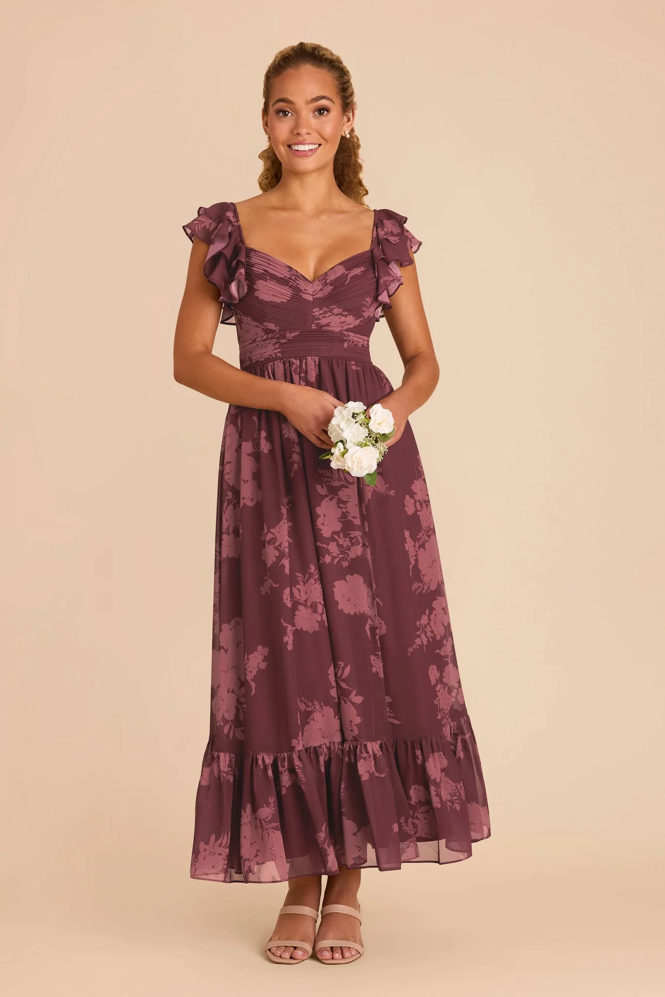 Swatch - Chiffon in Sangria Whimsical Blooms - Image 4