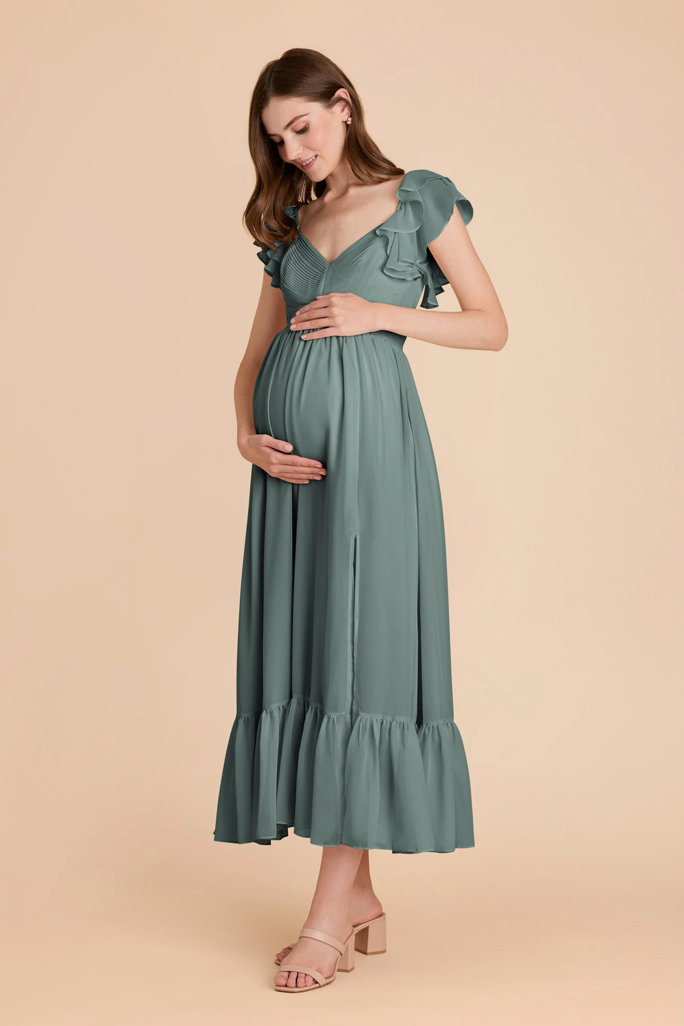 Michelle Chiffon Dress - Sea Glass - Image 7