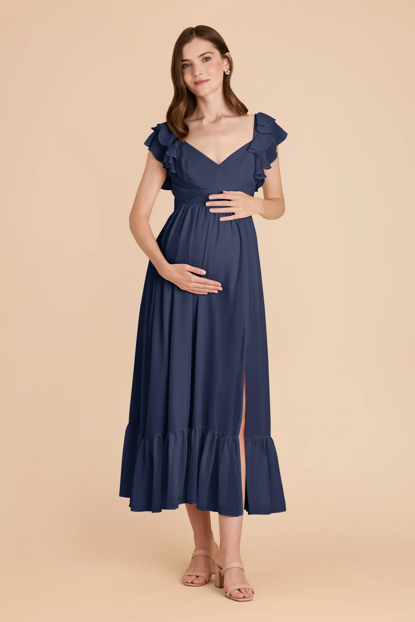 Michelle Chiffon Dress - Slate Blue - Image 7