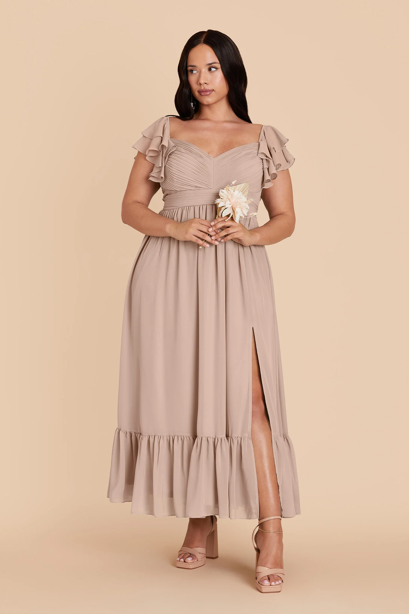 Michelle Chiffon Dress - Taupe - Image 6