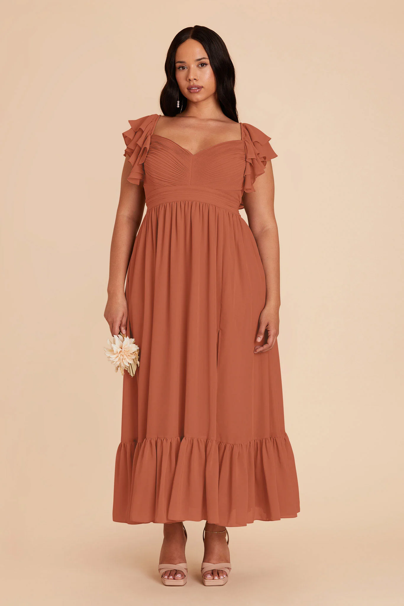 Michelle Chiffon Dress - Terracotta - Image 2