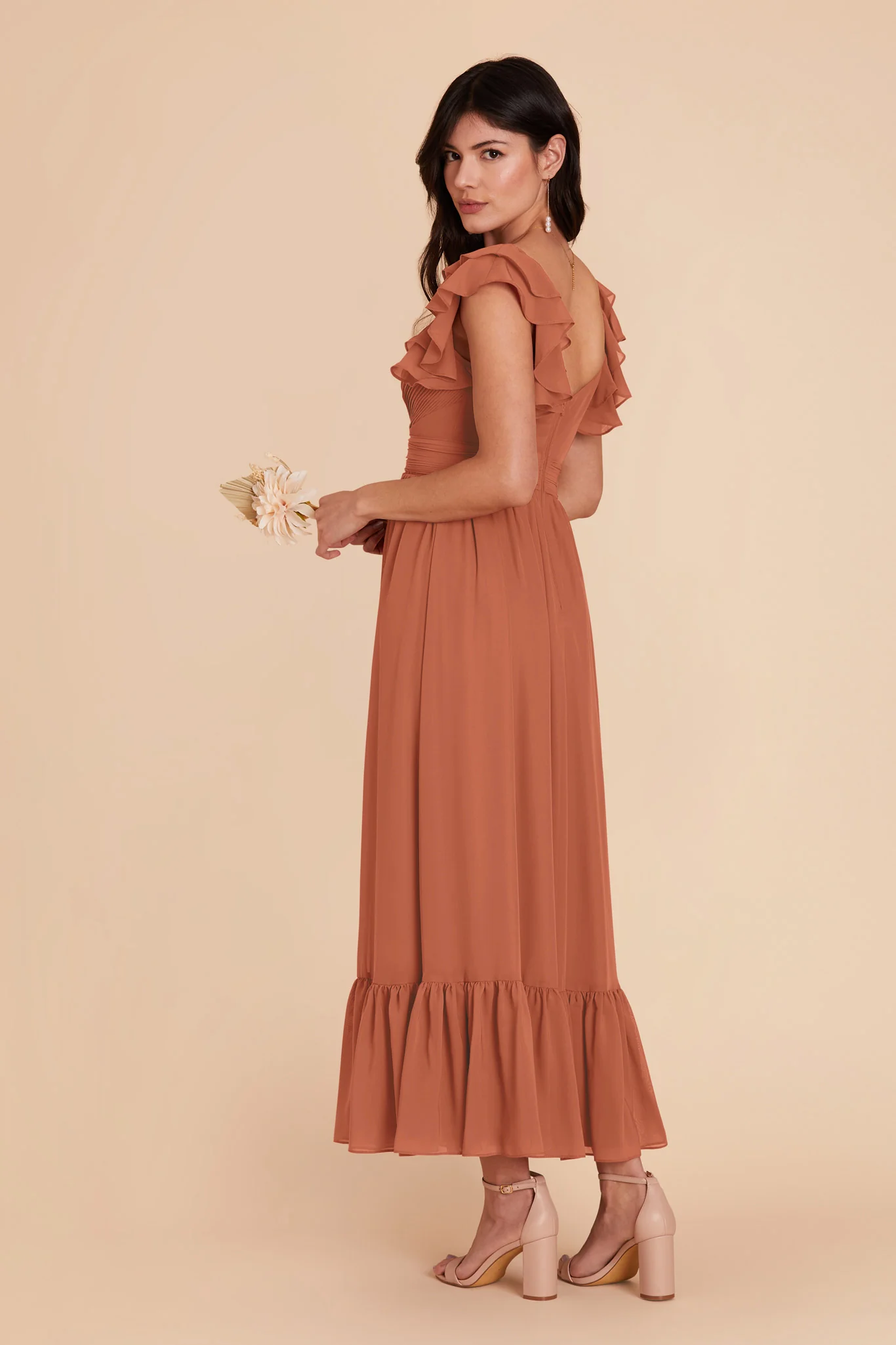 Michelle Chiffon Dress - Terracotta - Image 5