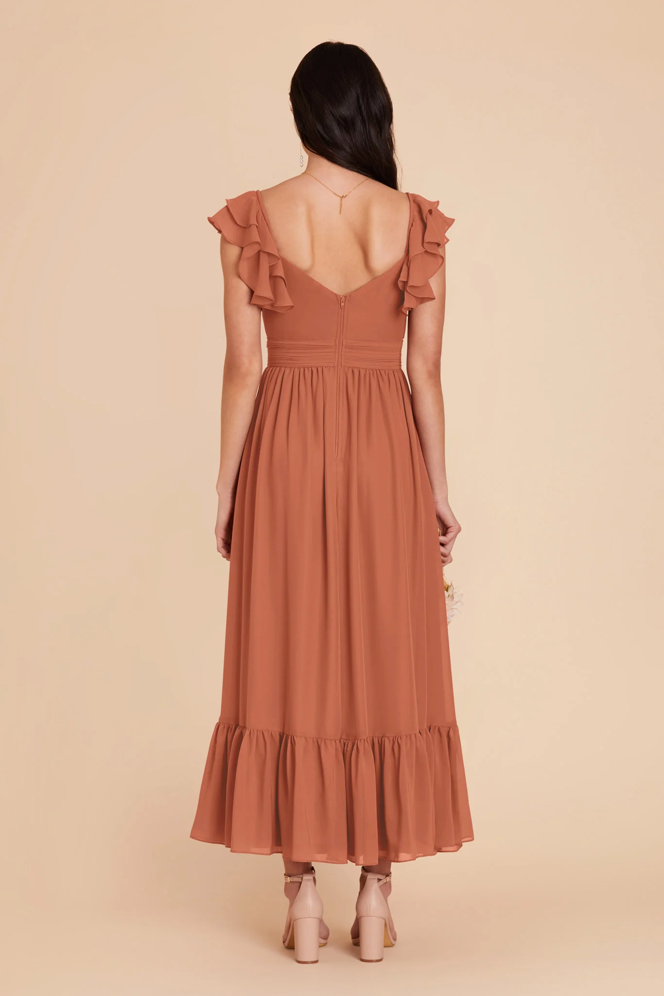 Michelle Chiffon Dress - Terracotta - Image 8