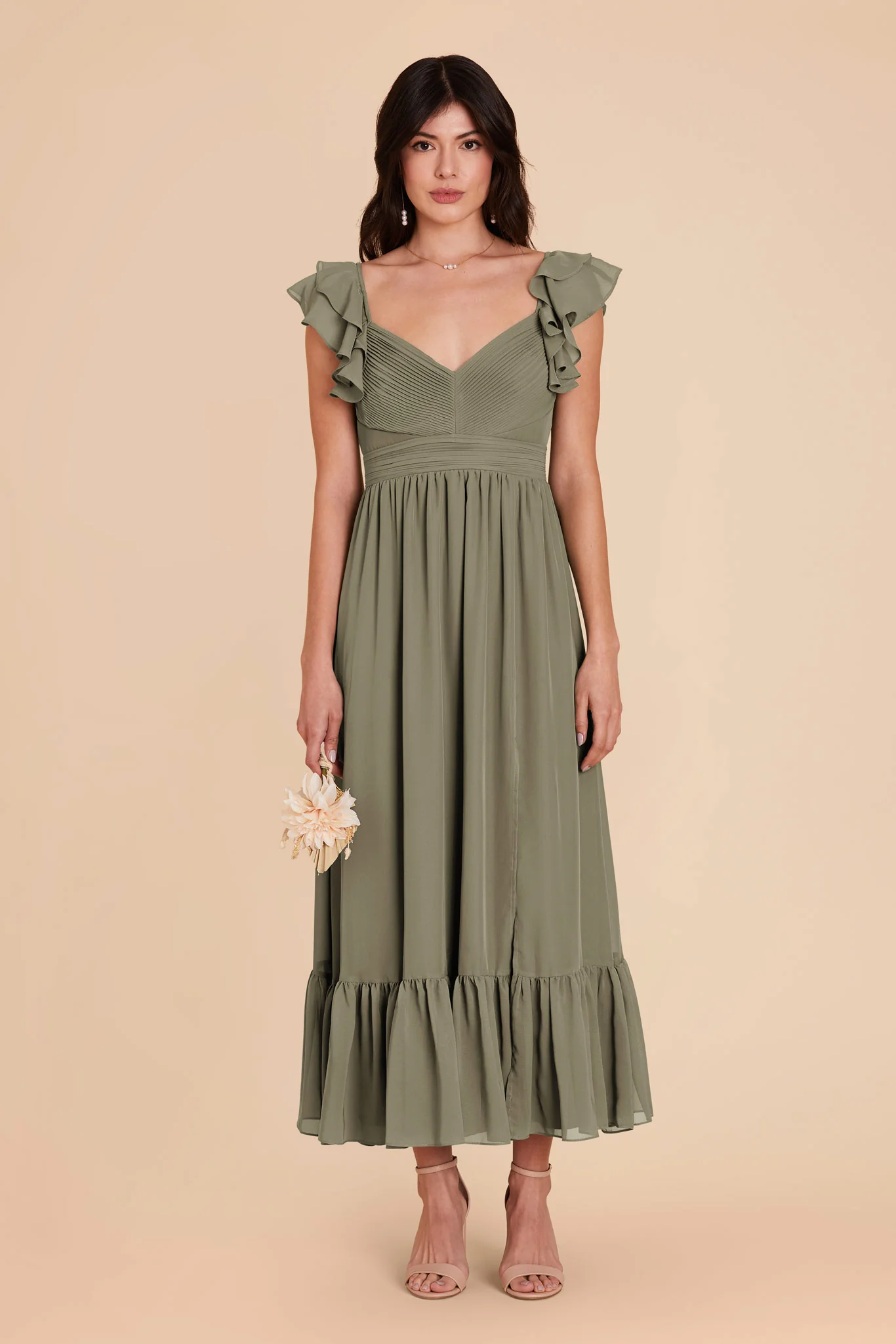 Michelle Chiffon Dress - Thyme