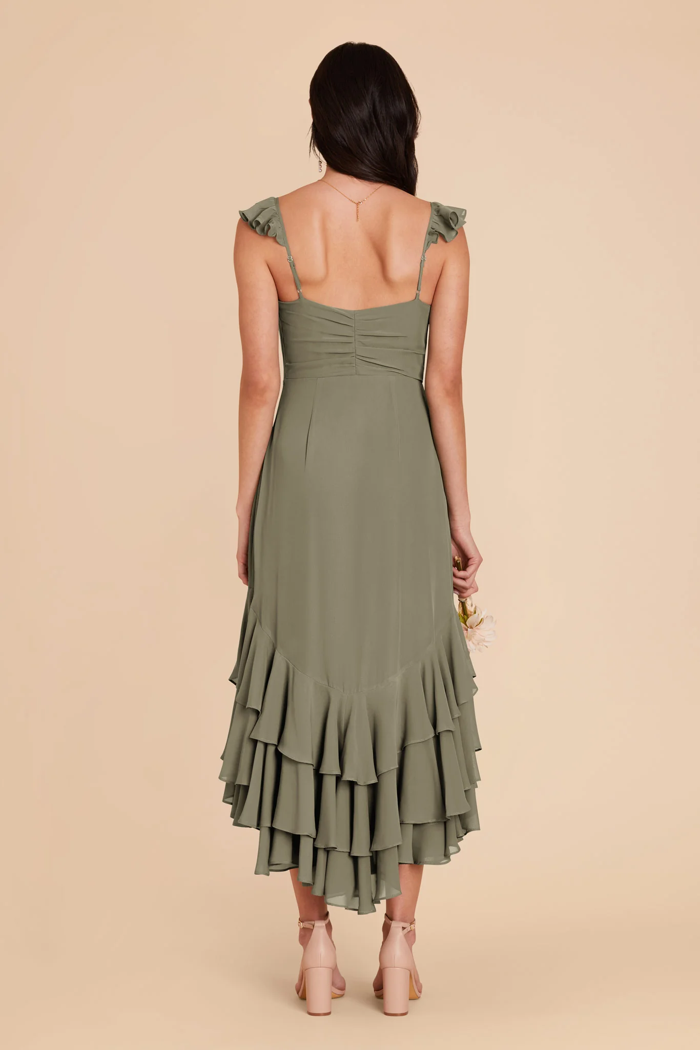 Michelle Chiffon Dress - Thyme - Image 6