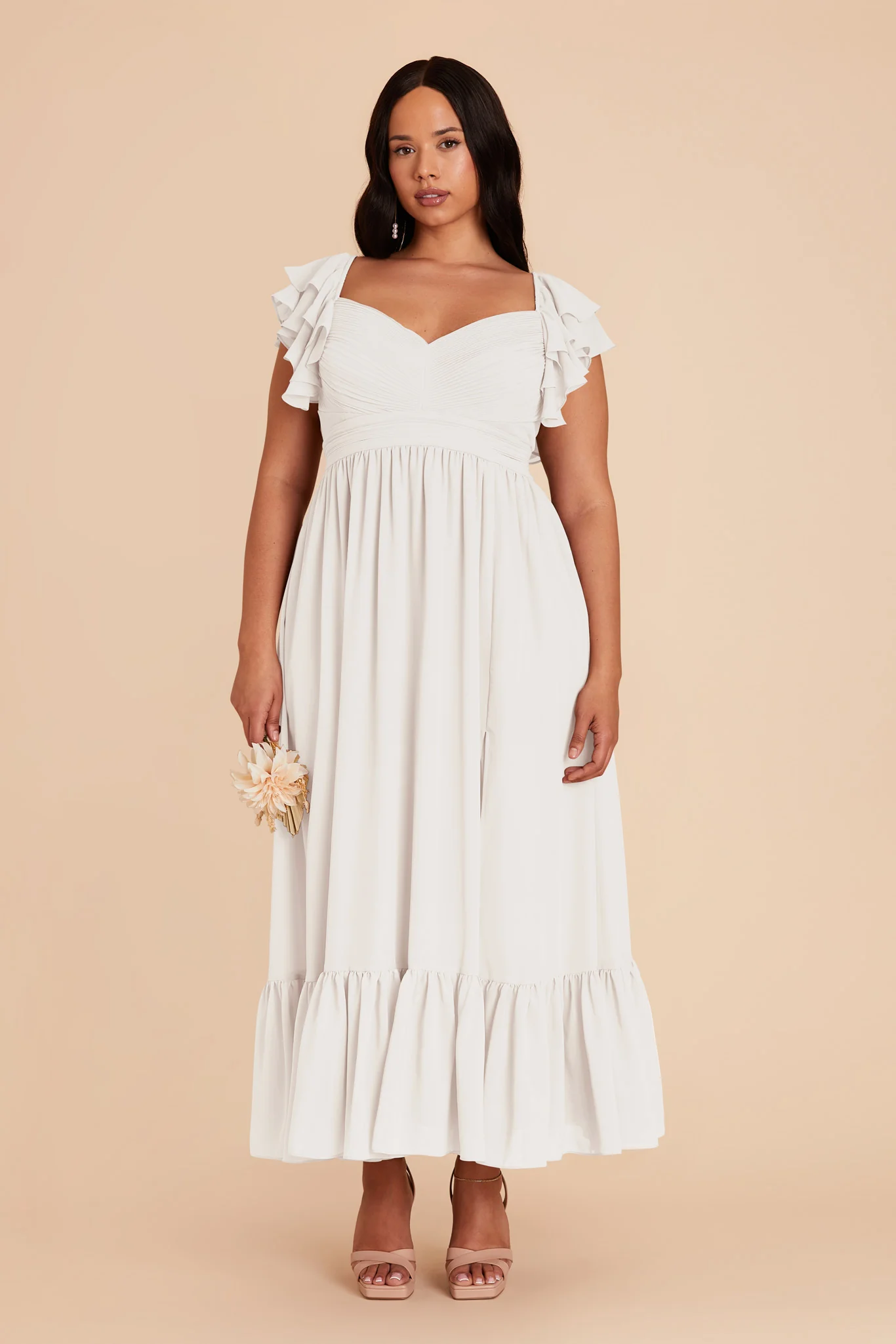Michelle Chiffon Dress - White - Image 2