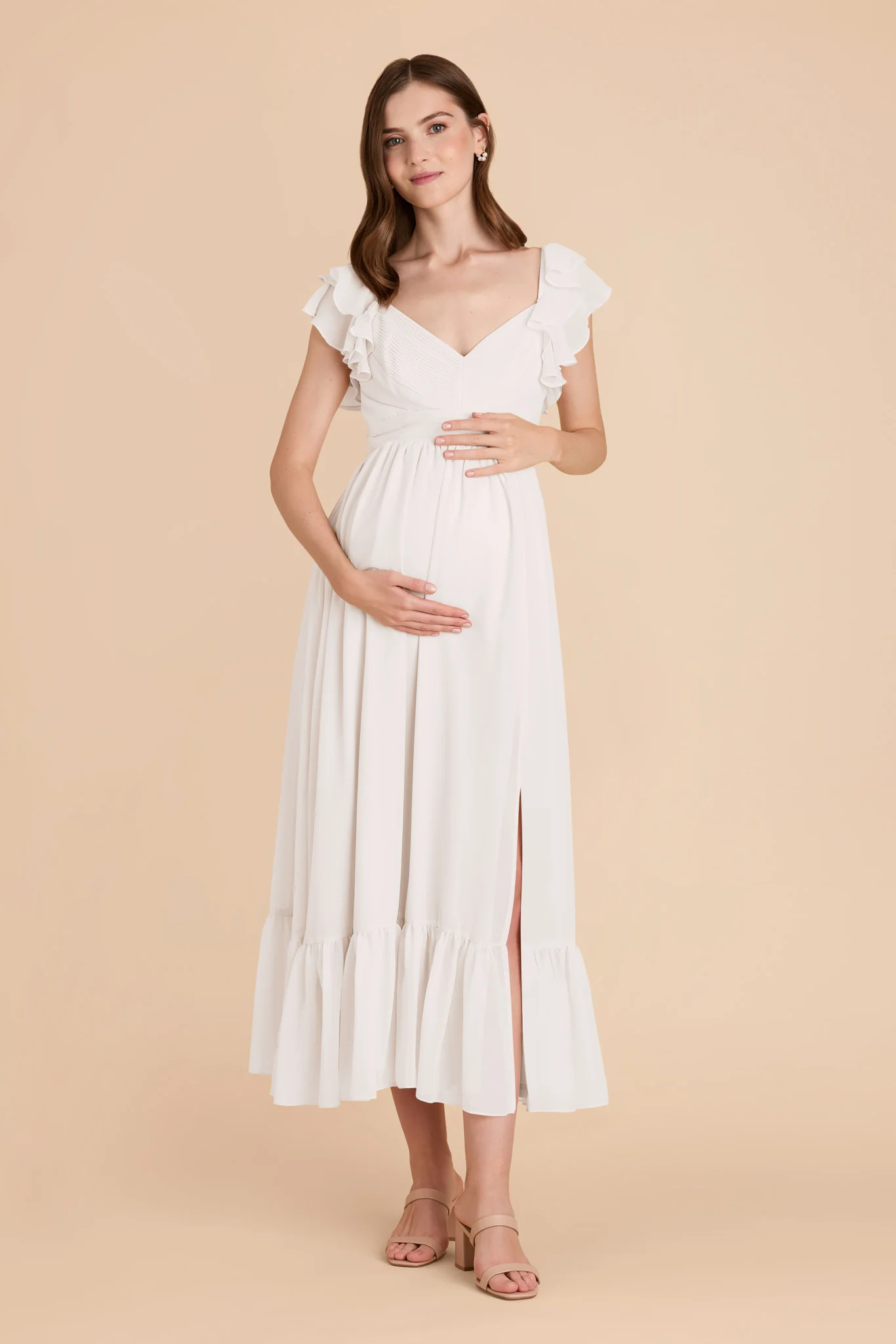 Michelle Chiffon Dress - White - Image 7